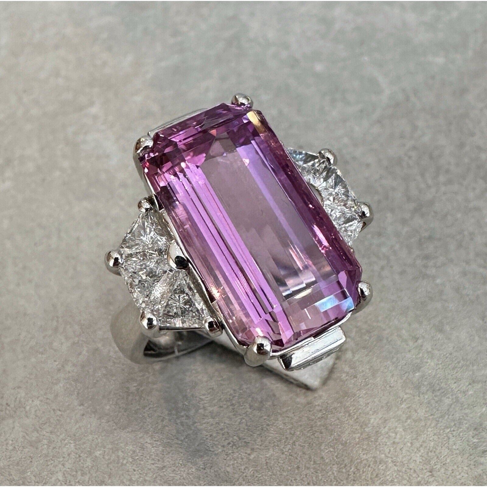 RARE GIA 17.47 cts Pink Topaz and Diamond Ring in Platinum