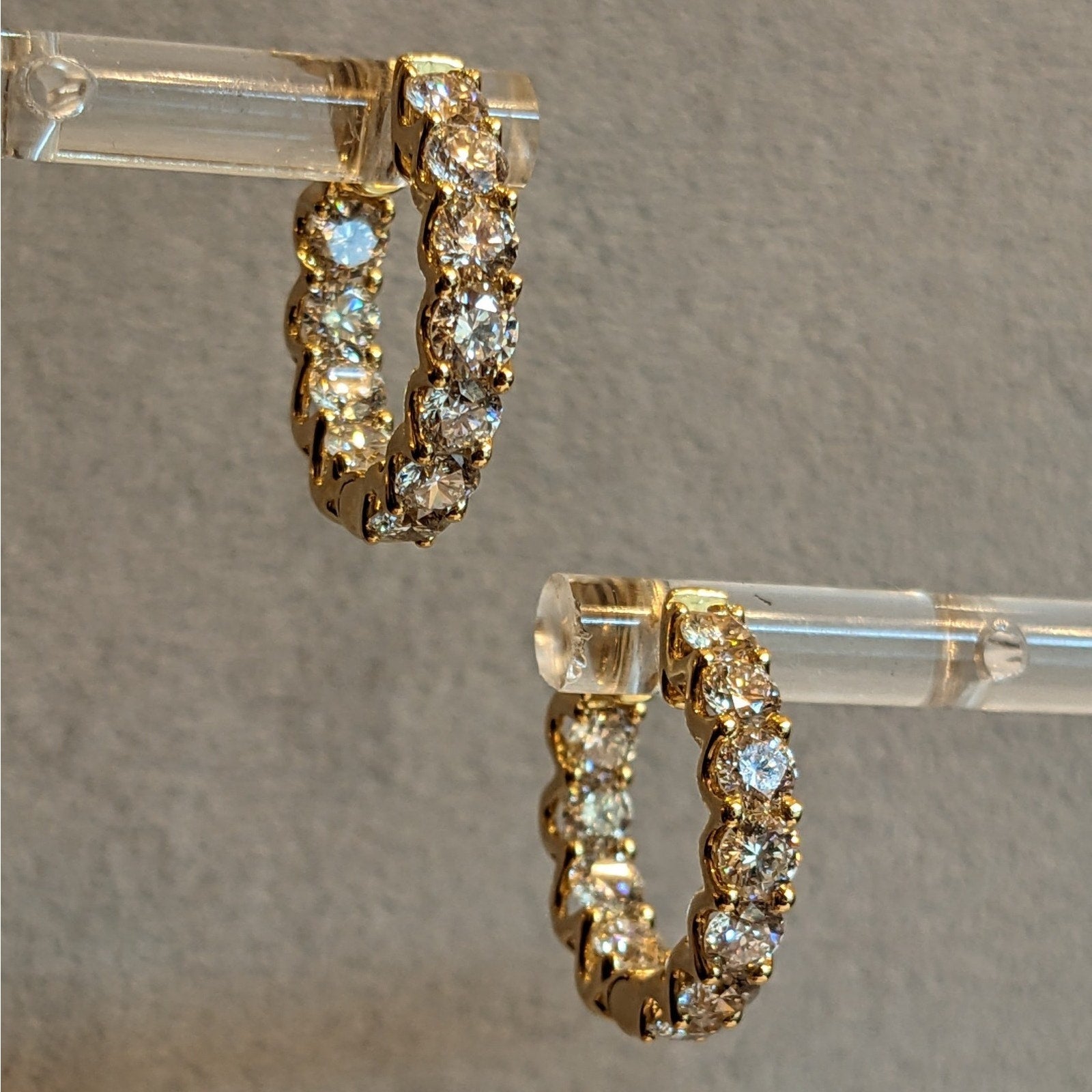 3.37cttw Round Diamond Inside Out Hoop Earrings in 18k Yellow Gold