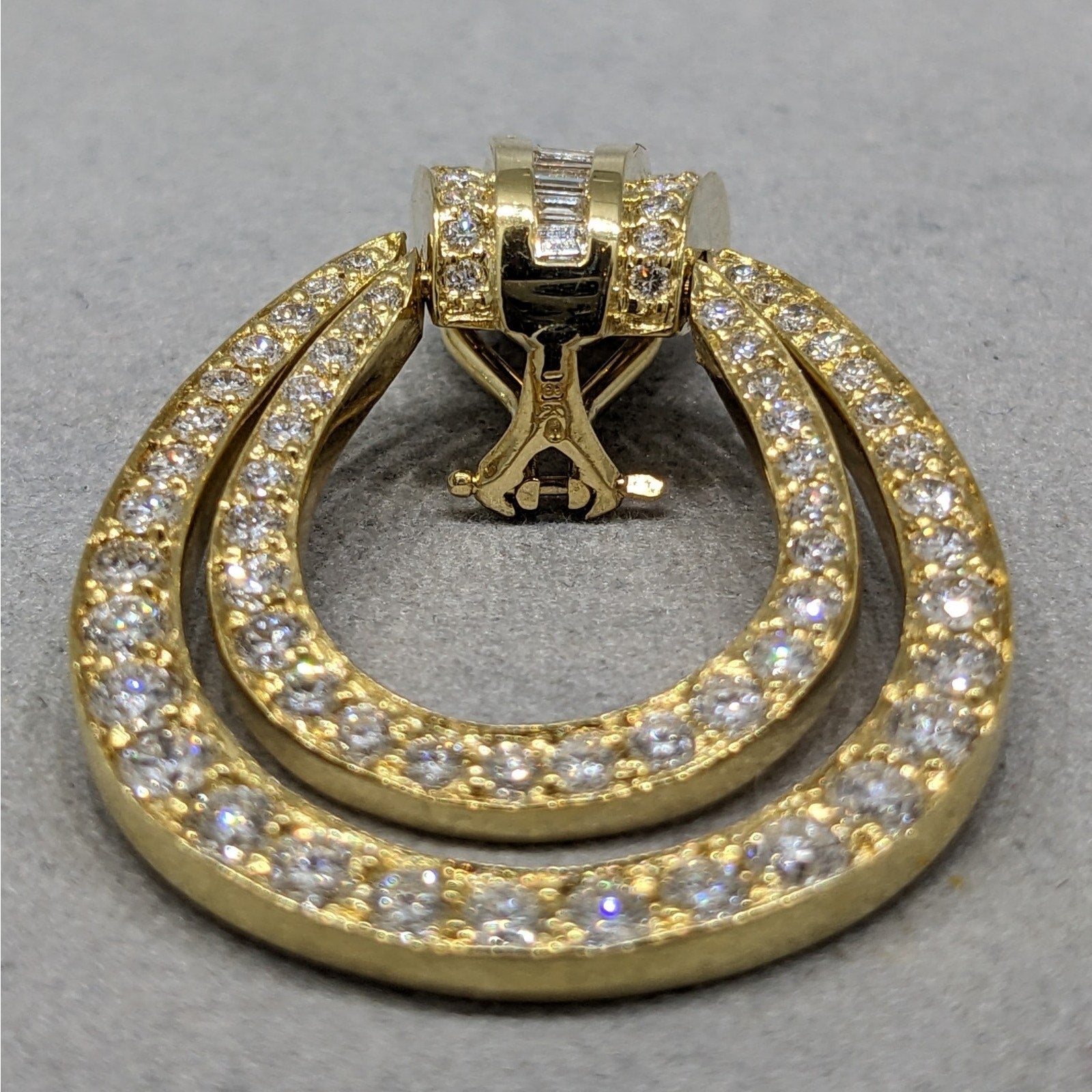 Natural Diamond Double Hoop Door-Knocker Earrings in 18k Yellow Gold