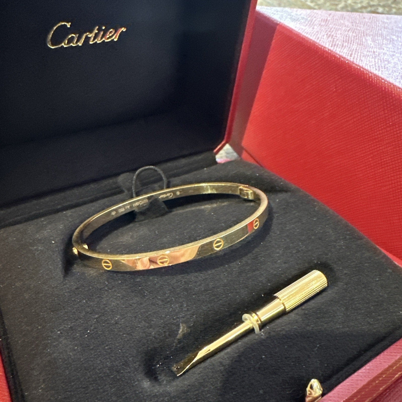 Cartier 18k Yellow Gold Small Model Love Bracelet Size 17