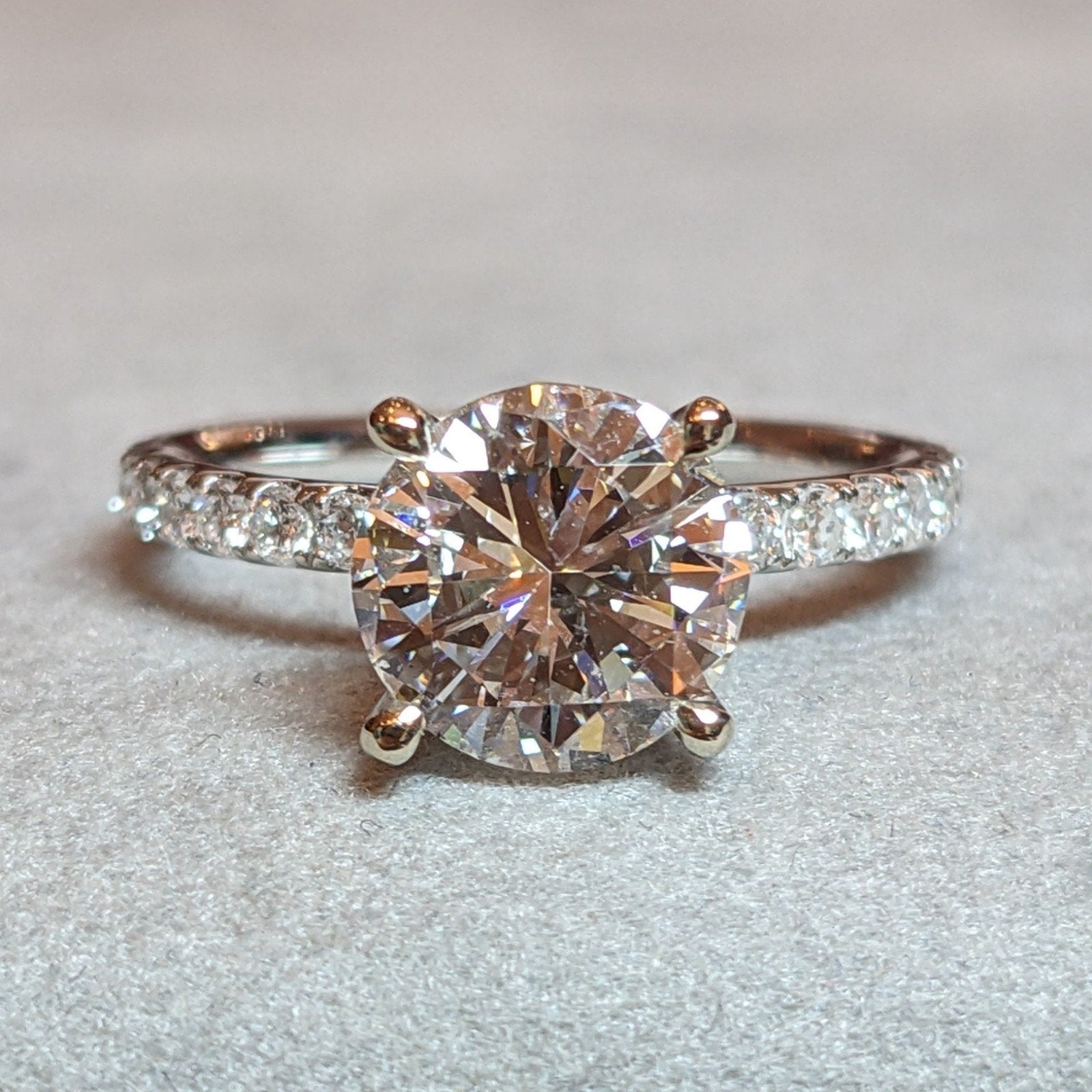 GIA 2.03 ct Round Diamond w/ Hidden Halo Ring in 18k White Gold