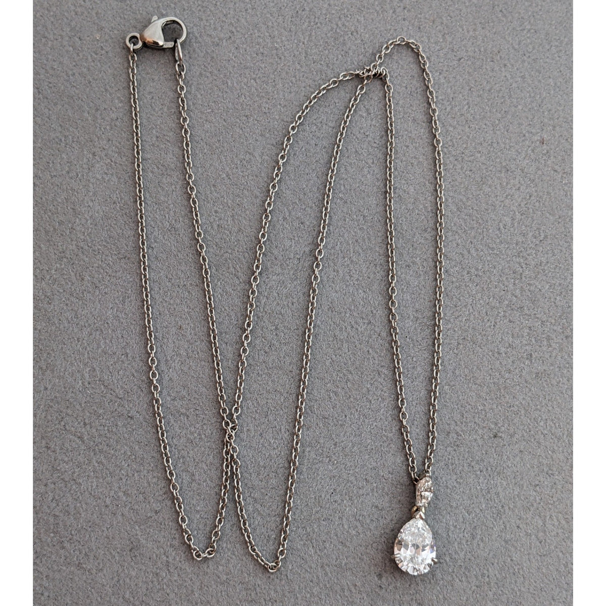 GIA 1.65 ct Pear Diamond H-SI1 Pendant Necklace in 18k White Gold/Plat