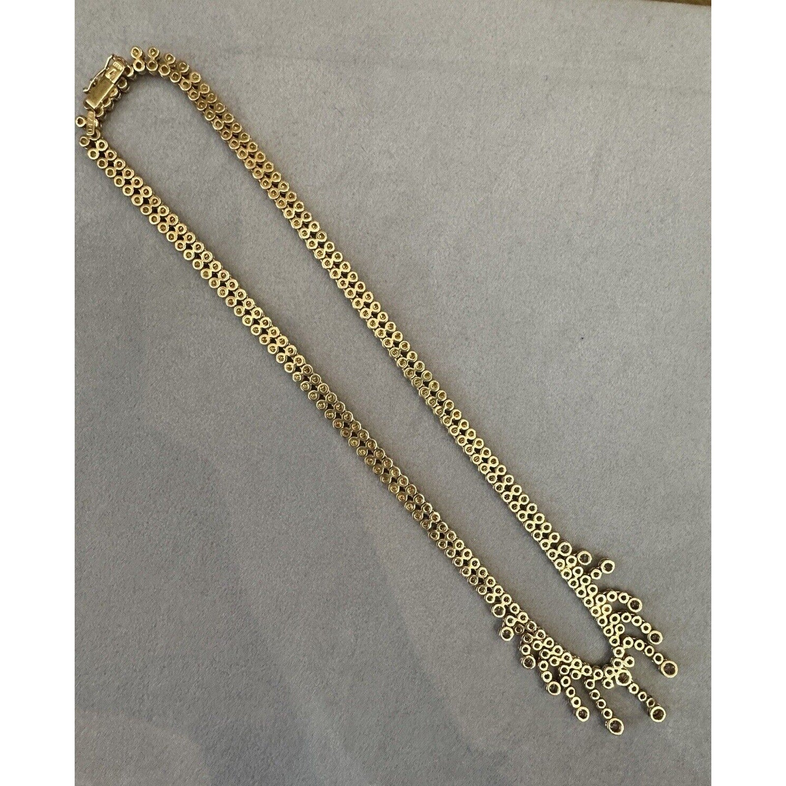 Diamond Choker Necklace with Diamond Dangles in 18k Yellow Gold