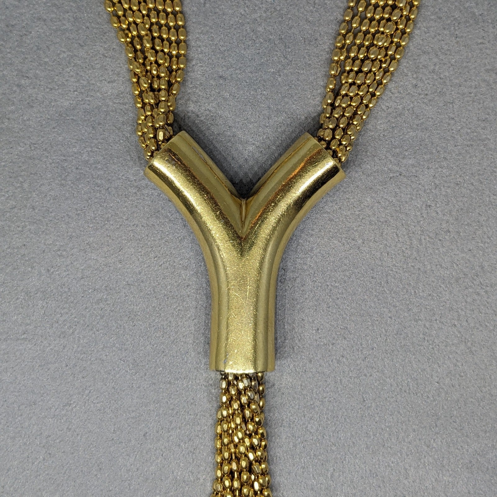 Multistrand Pave Diamond Y Drop Tassel Necklace in 18k Yellow Gold