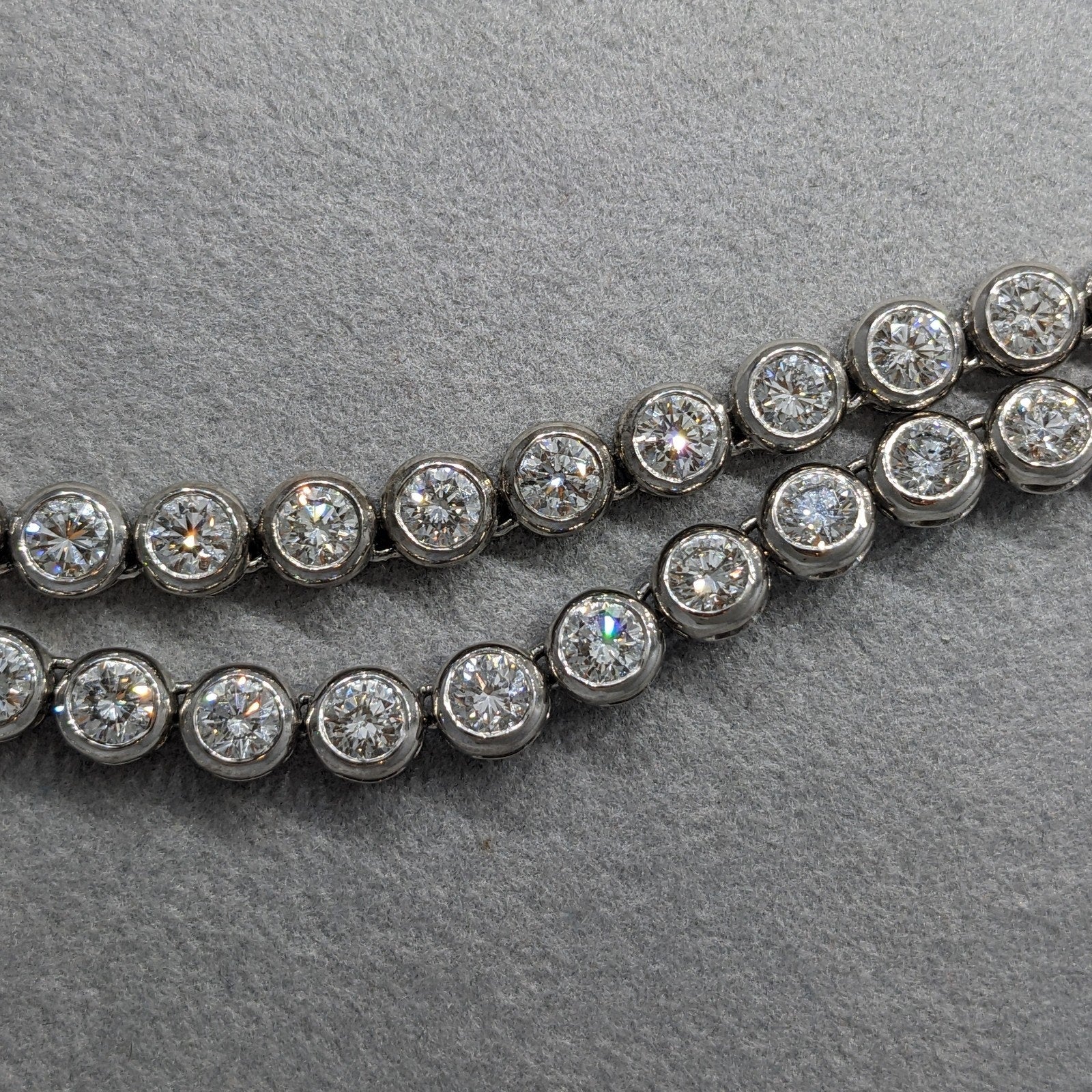 25.00 ctw Natural Diamond Bezel Set 32" Tennis Necklace 18k White Gold