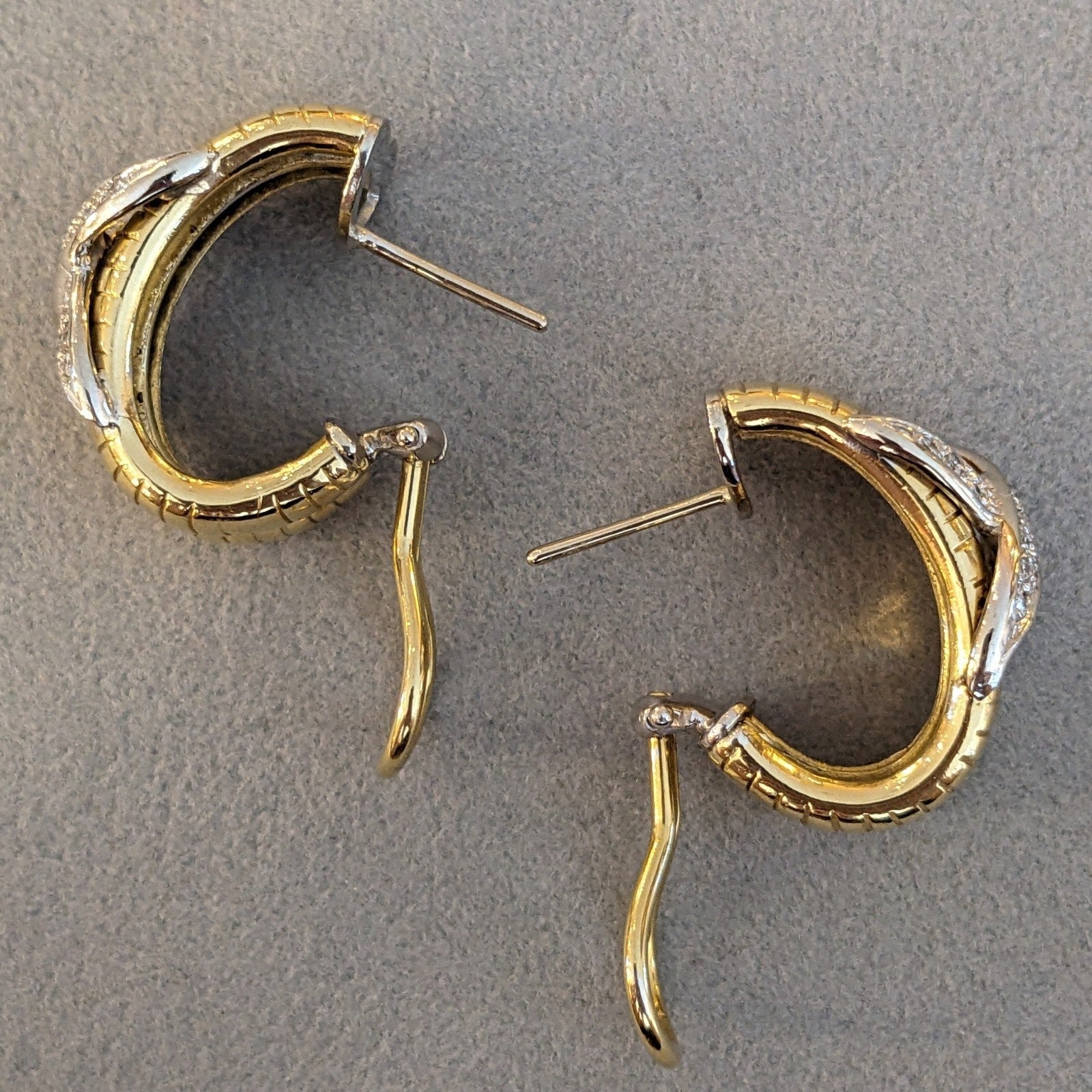 Diamond X Hoop Earrings in 18k Yellow and 14k White Gold - HM2605SB