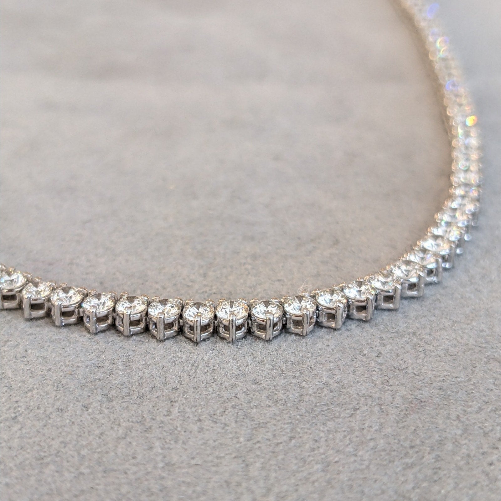 Natural Diamond Tennis Necklace in 14k White Gold 7.62cttw 16.5 in.