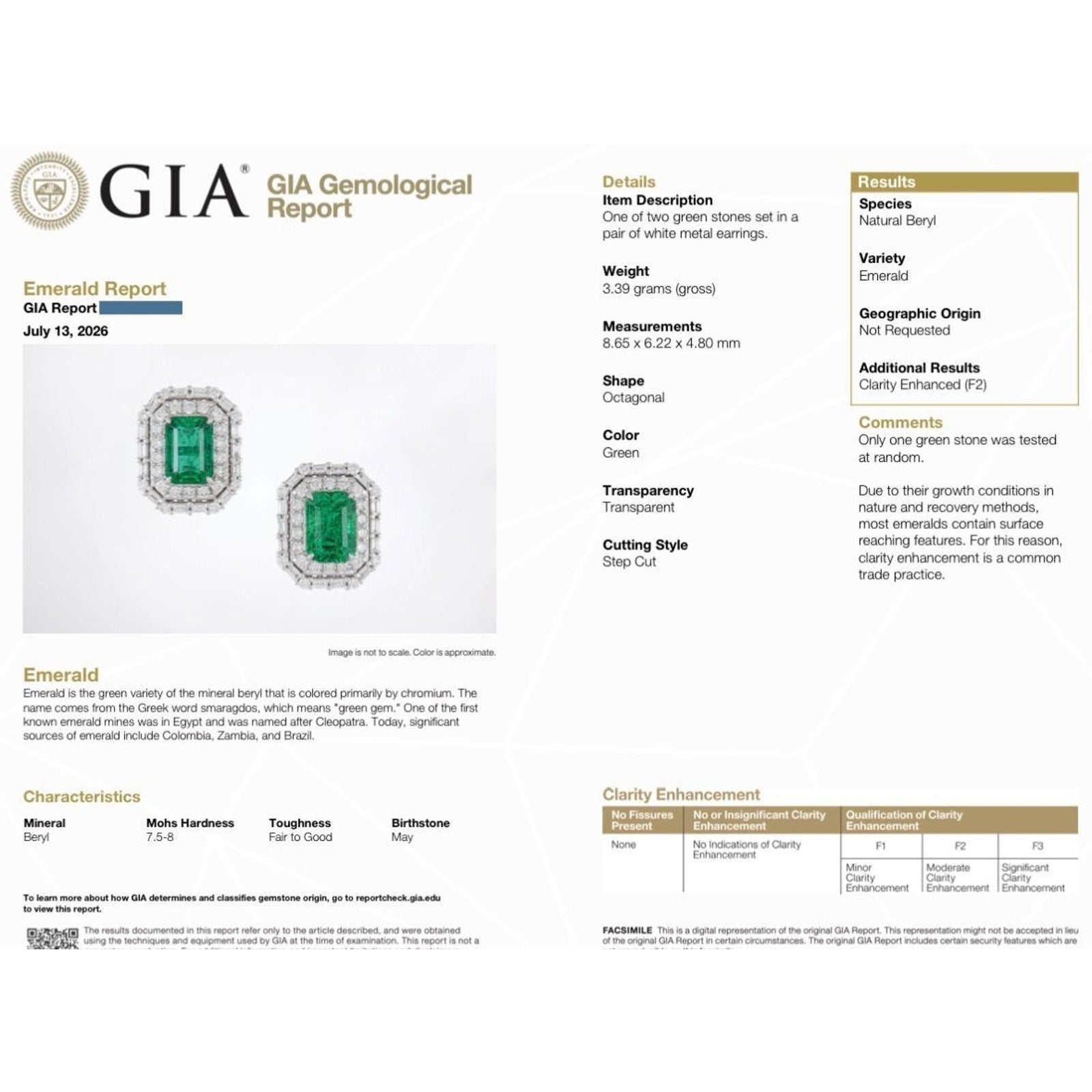 GIA 4.42 ct Emerald Double Halo Diamond Earrings in 18k White Gold