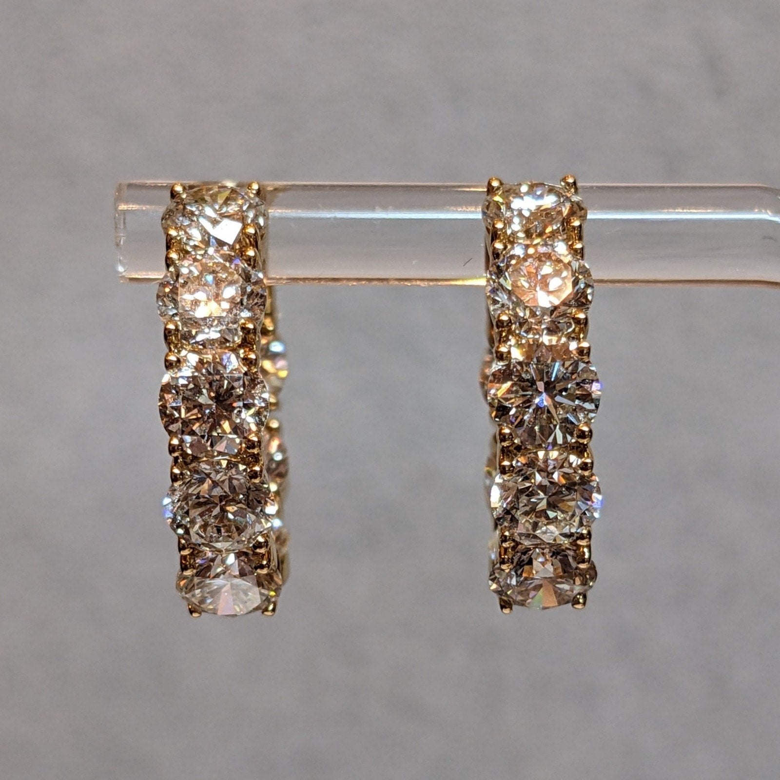 Natural Diamond 8.10 ct Inside Out Hoop Earrings in 18k Yellow Gold