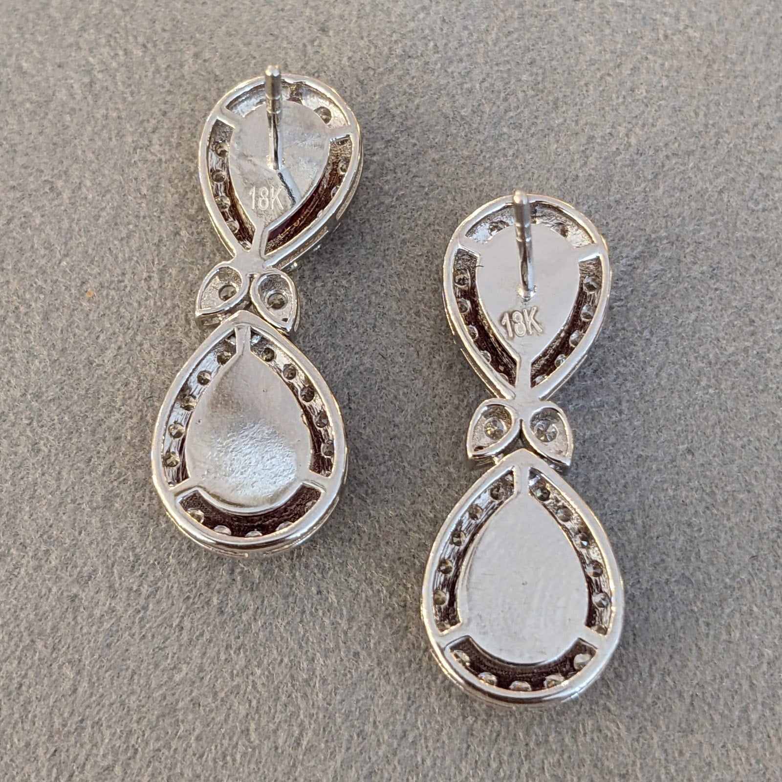 Natural Unheated Ruby and Diamond Drop Earrings in 18k White Gold