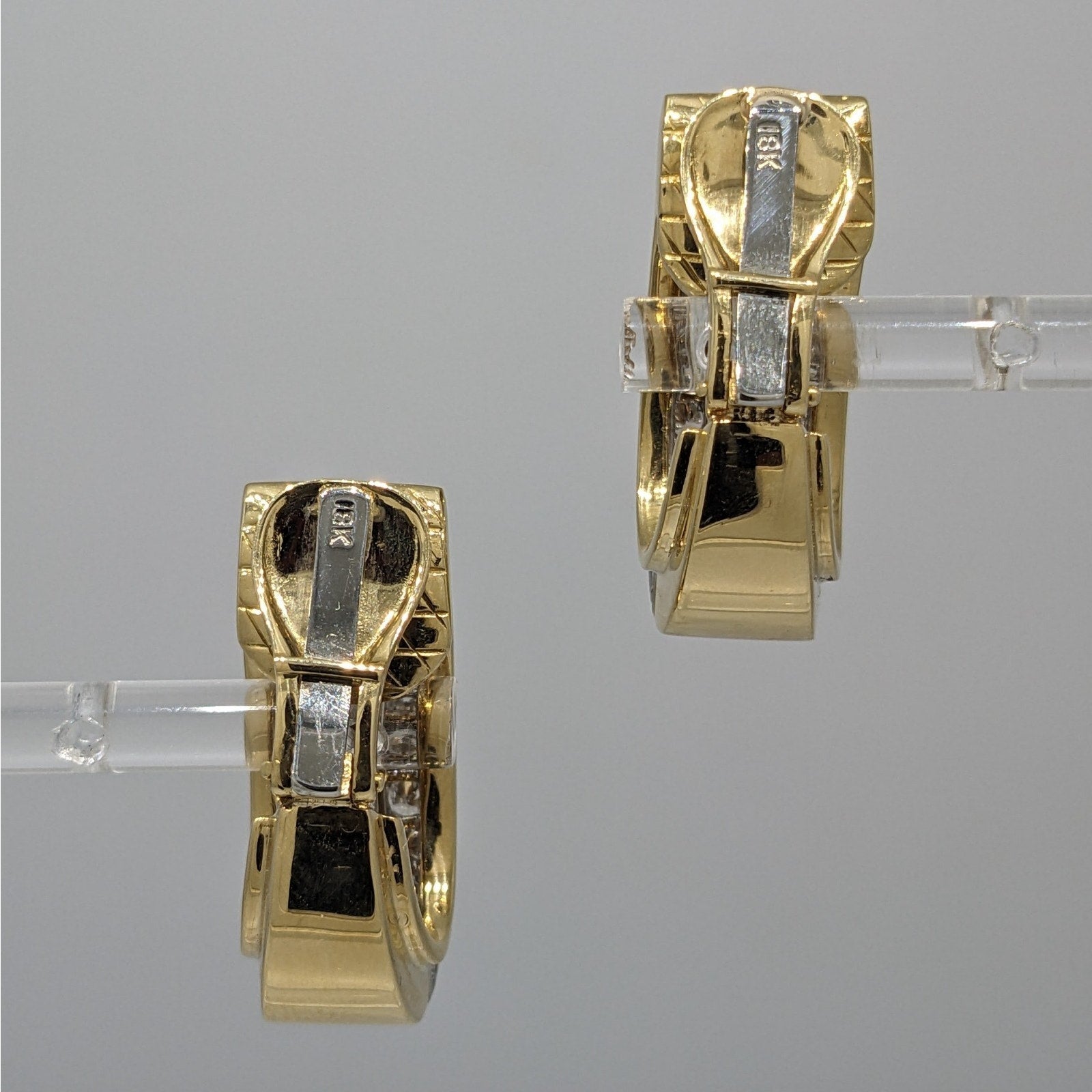 Natural Diamond Wide Pave Hoop Earrings in 18k Yellow/White Gold