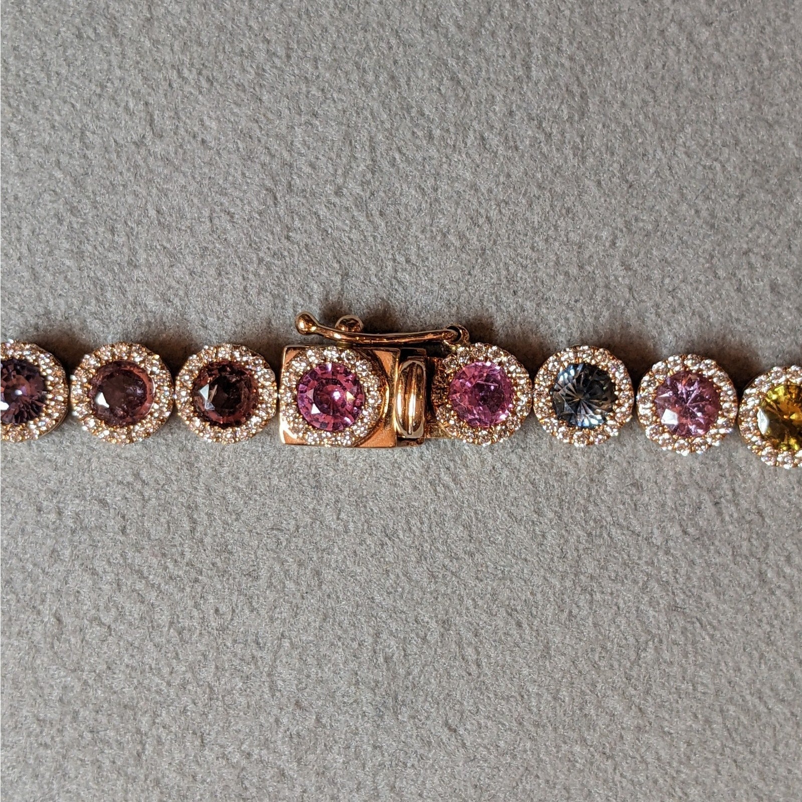 Multicolor Sapphire and Diamond Choker Necklace in 14k Rose Gold