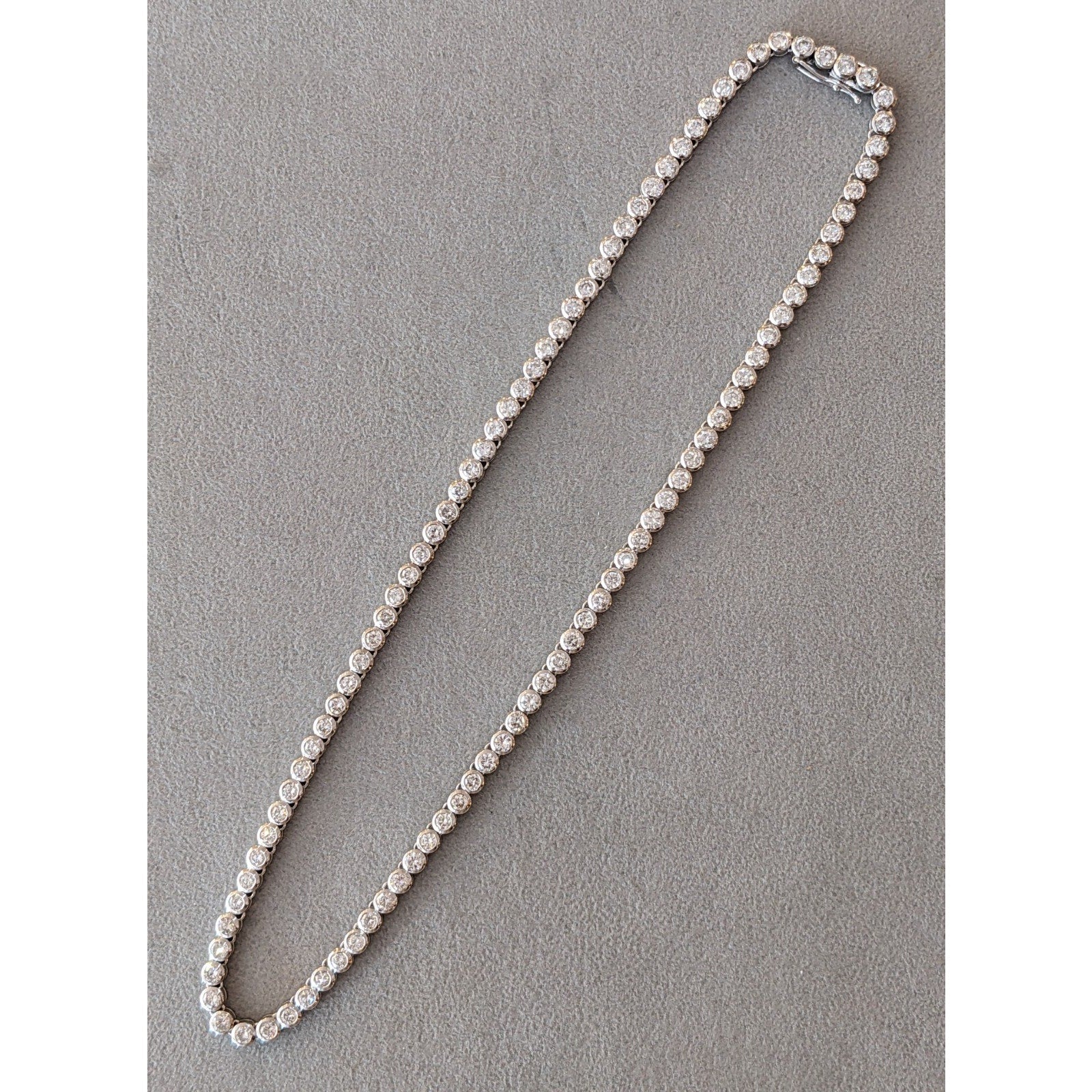 10.00 cttw Bezel-Set Natural Diamond Tennis Necklace in Platinum 16 in