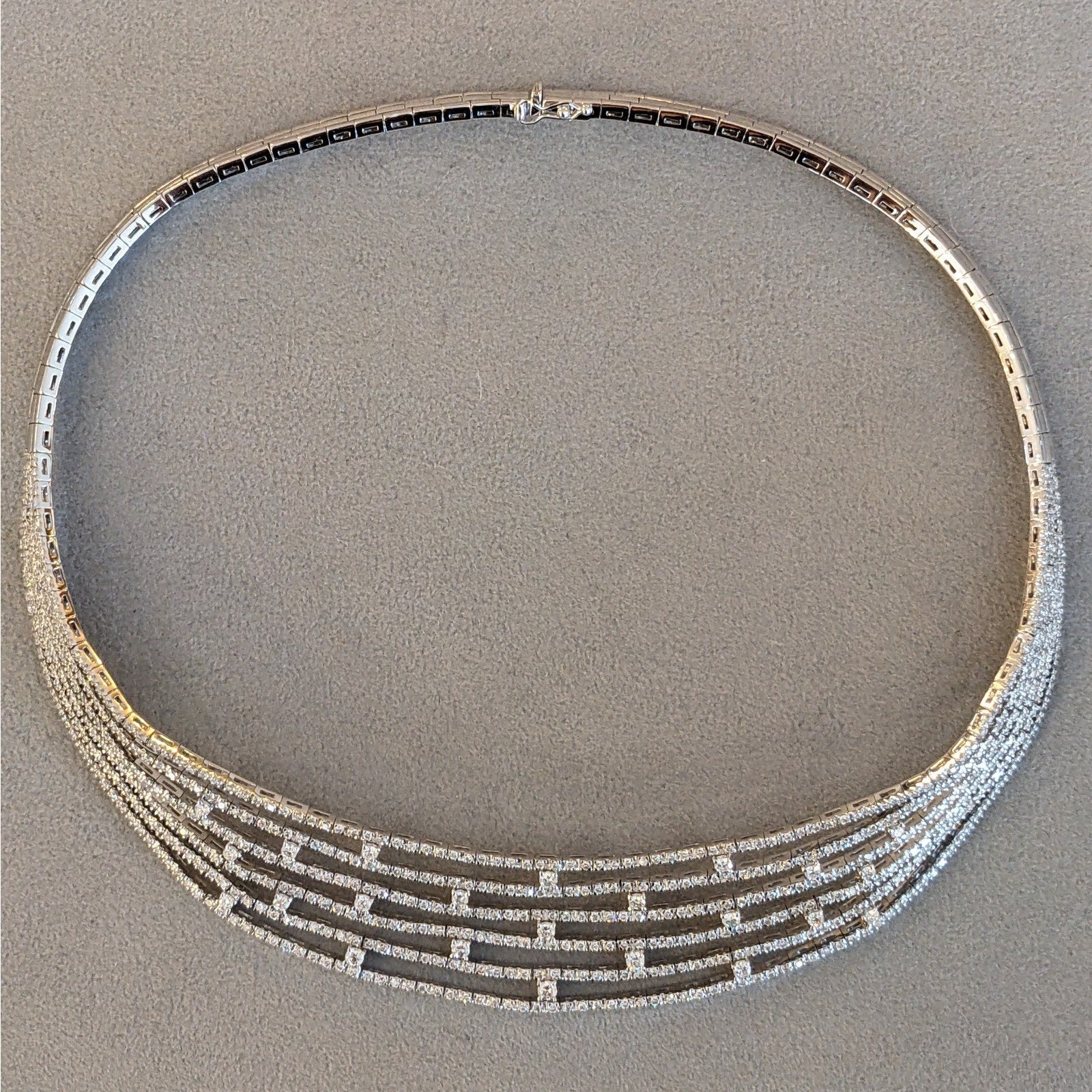Multi-strand Diamond Choker Necklace in 18k White Gold