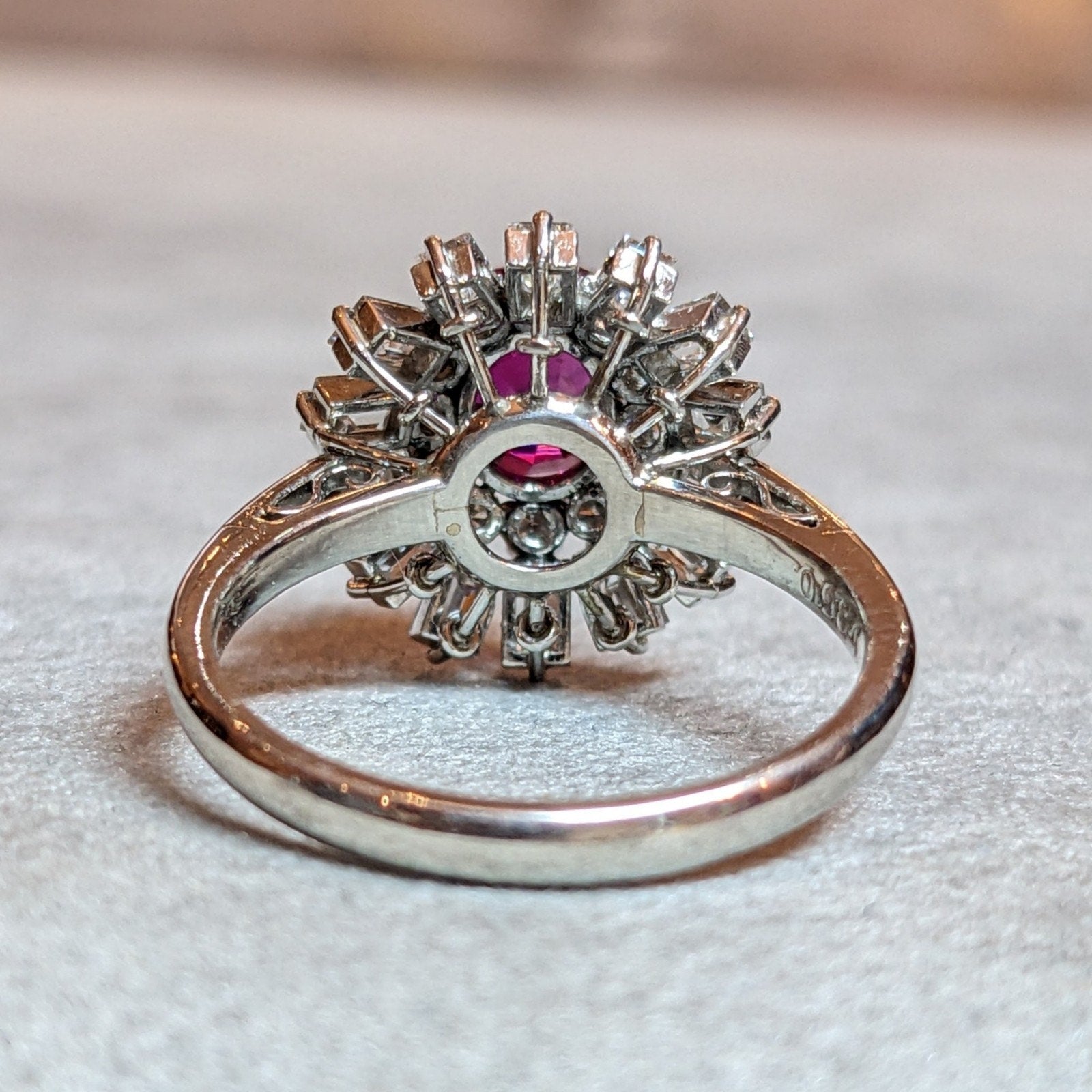 Certified Natural Unheated Ruby and Diamond Ring in Platinum