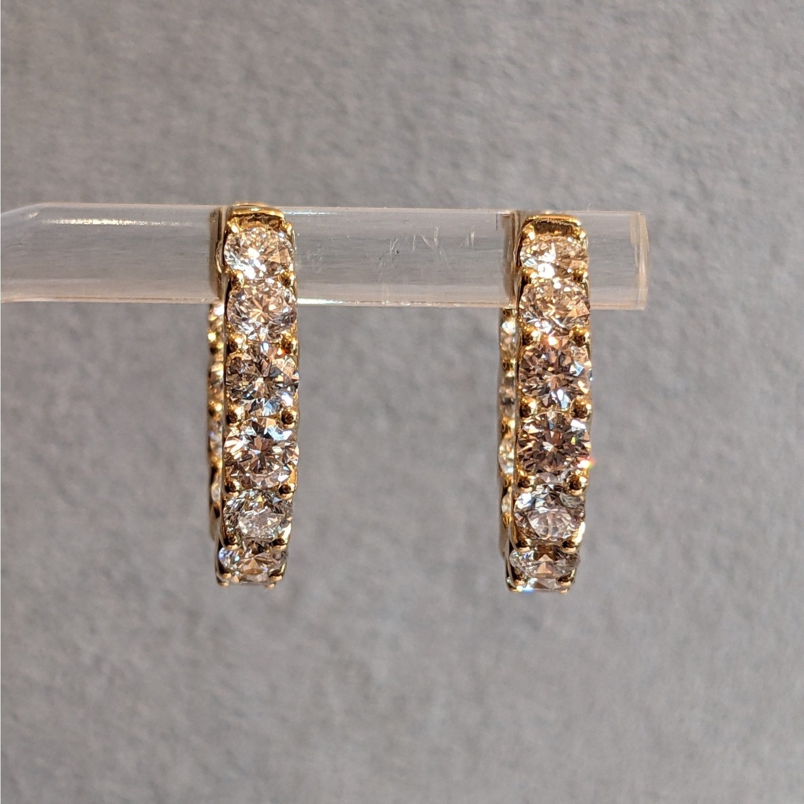 3.37cttw Round Diamond Inside Out Hoop Earrings in 18k Yellow Gold