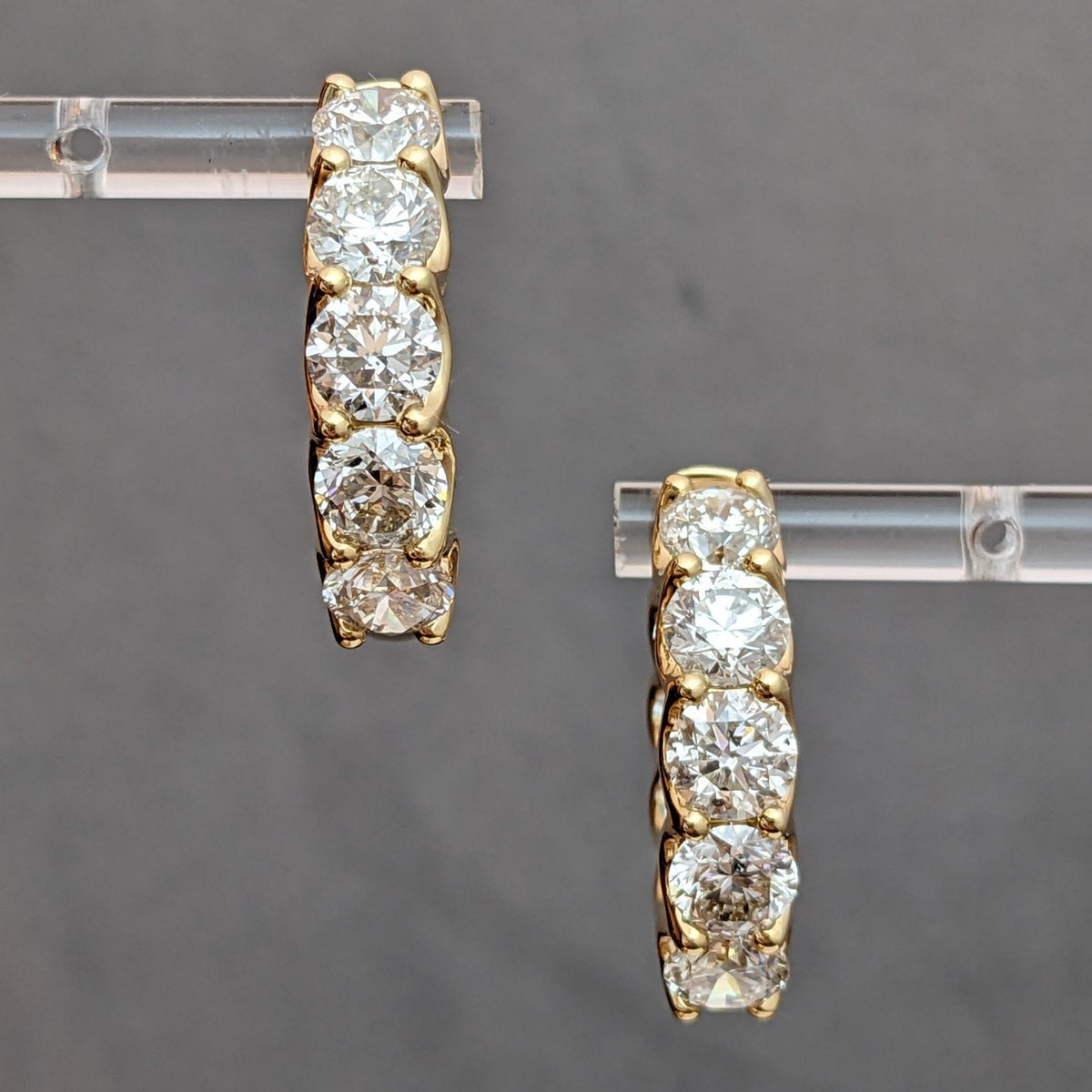 Large Round Natural Diamond Hoop Earrings 13.42 ctw in 18k Yellow Gold