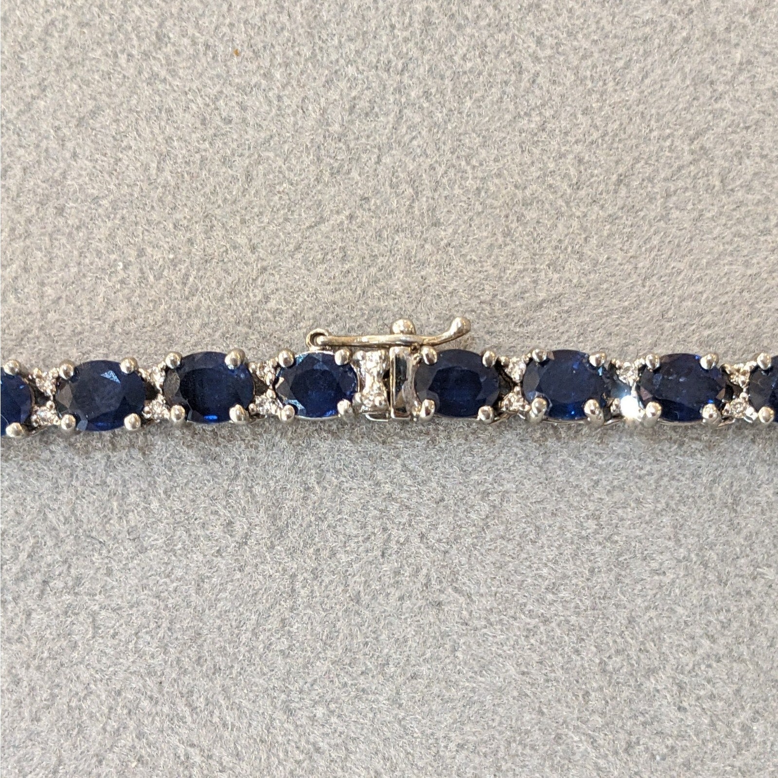 Natural Blue Sapphire and Diamond Choker Necklace in 18k White Gold