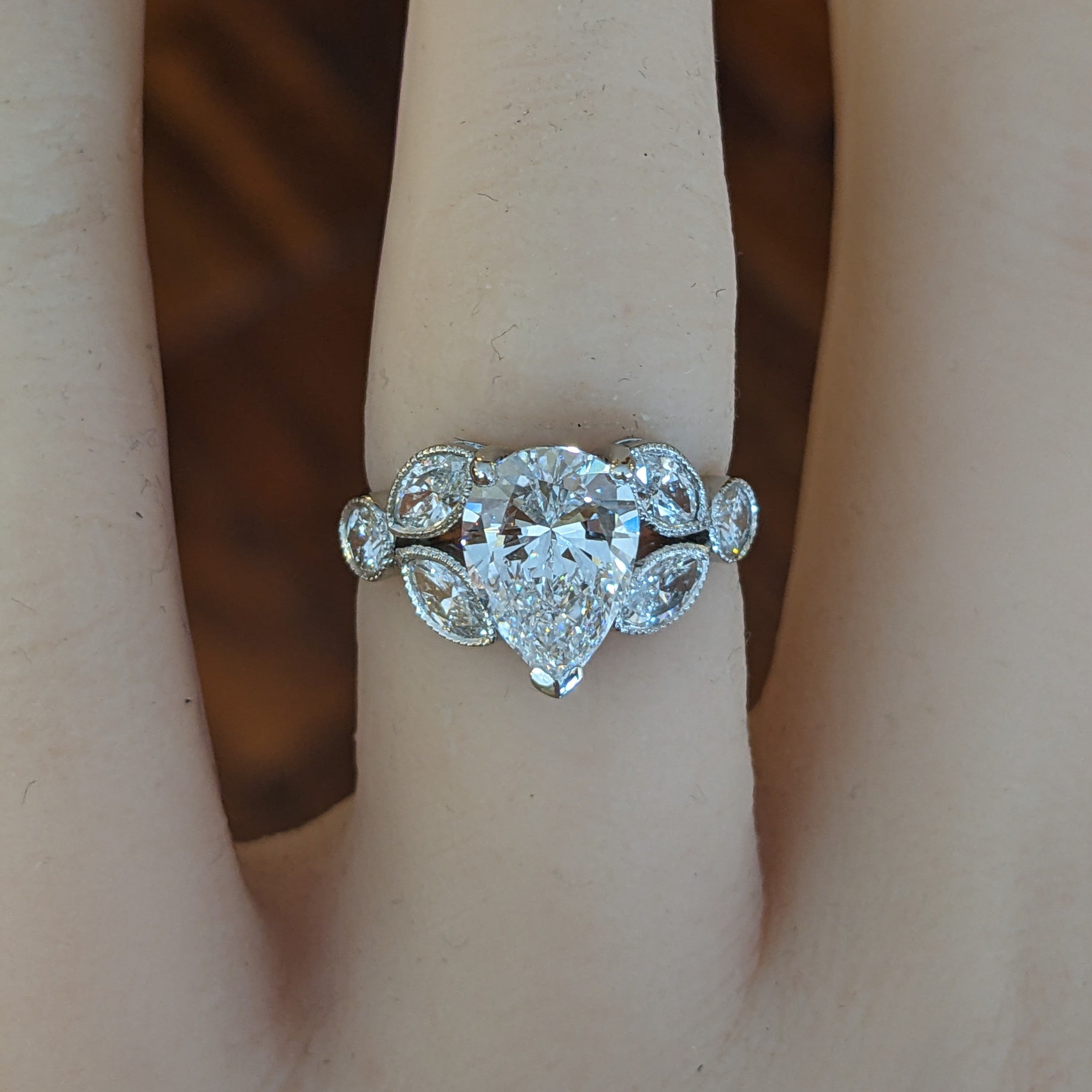 GIA 2.01 carat D-VS2 Pear Shape Vintage Diamond Ring in Platinum
