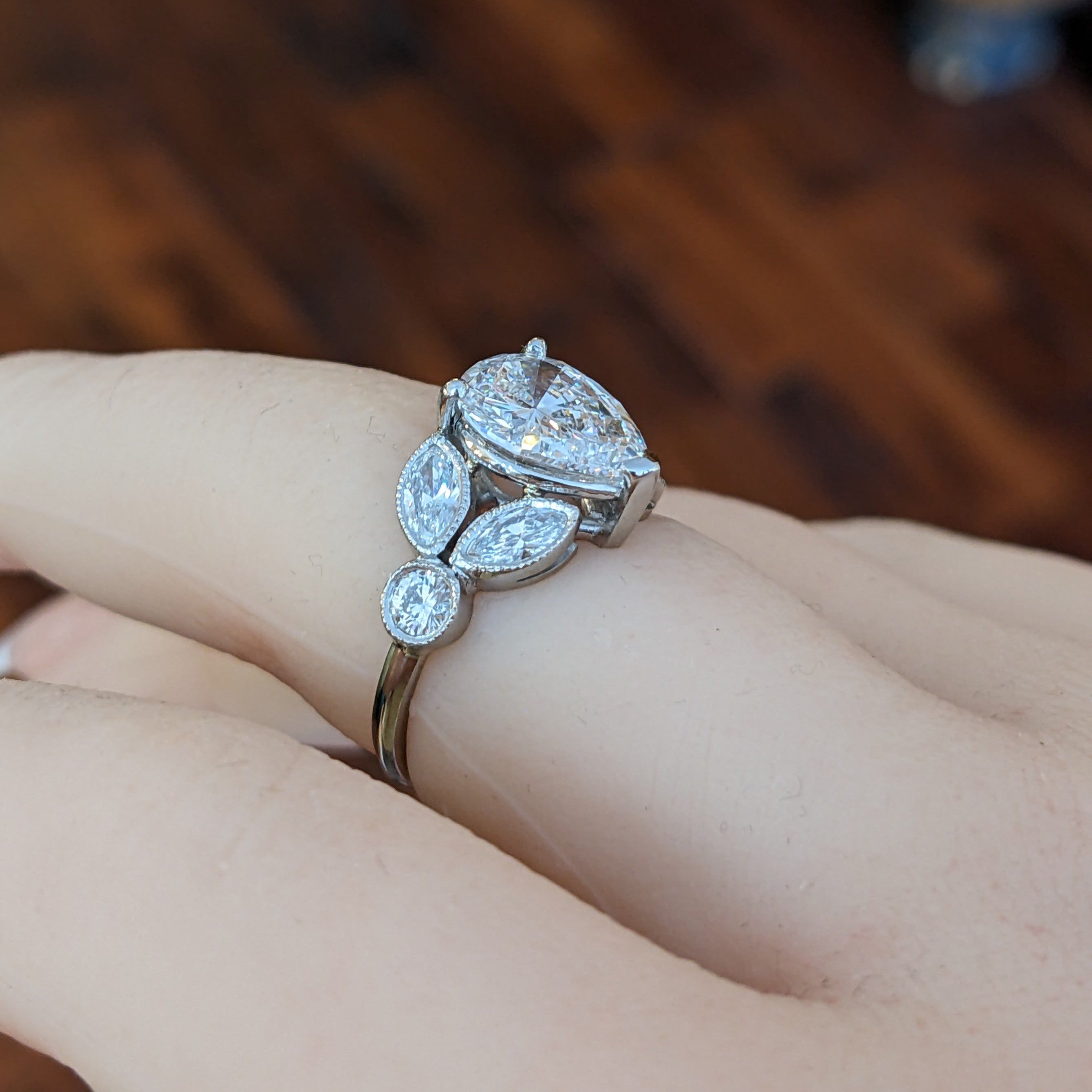 GIA 2.01 carat D-VS2 Pear Shape Vintage Diamond Ring in Platinum
