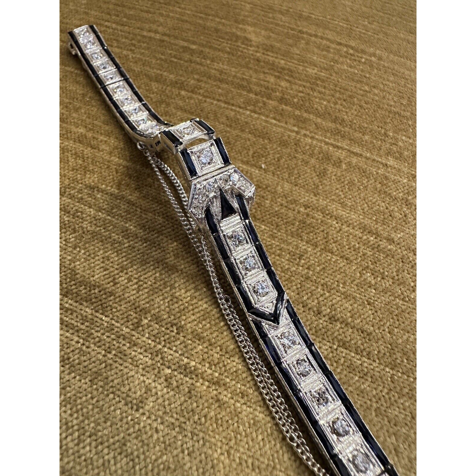 Art Deco Platinum Diamond Buckle Line Bracelet - HM2523AV