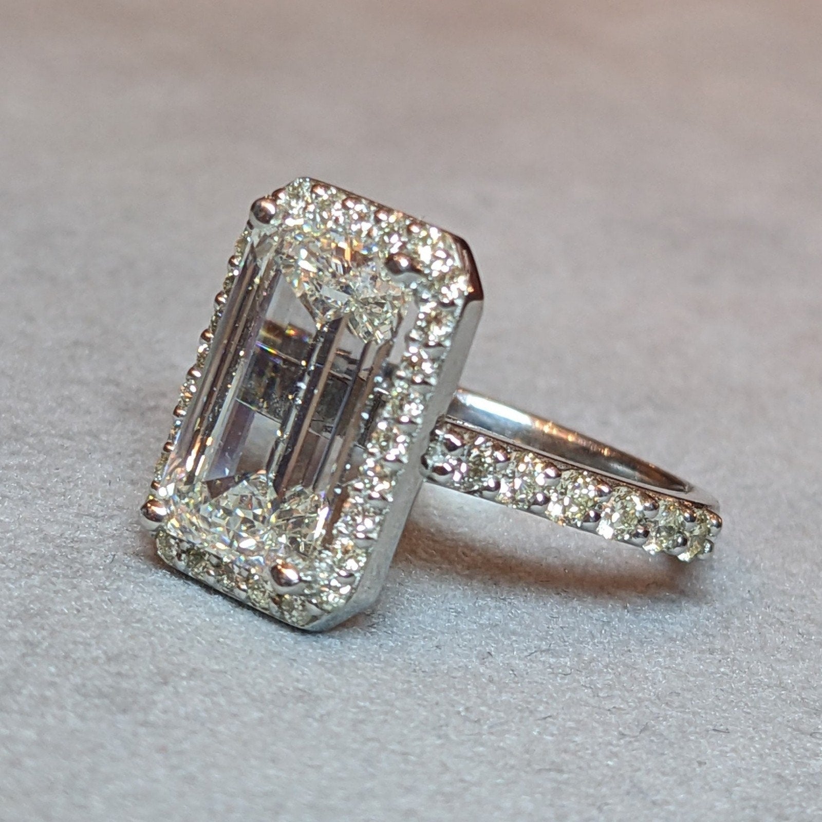 5.01 ct Emerald Cut Diamond w/GIA, in Platinum Diamond Ring