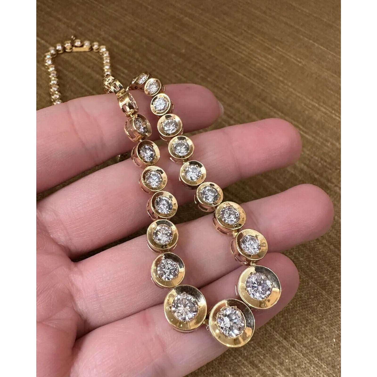 10.00 carats TW Diamond Tennis Necklace in 18k Yellow Gold 15 5/8" - HM2454ZI