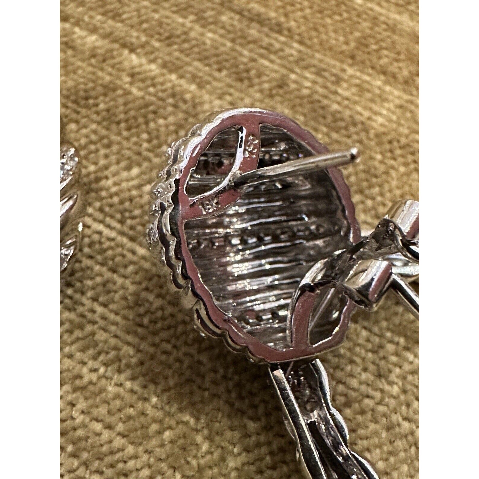 Large Twist Diamond Door-knocker Drop Earrings in 18k White Gold