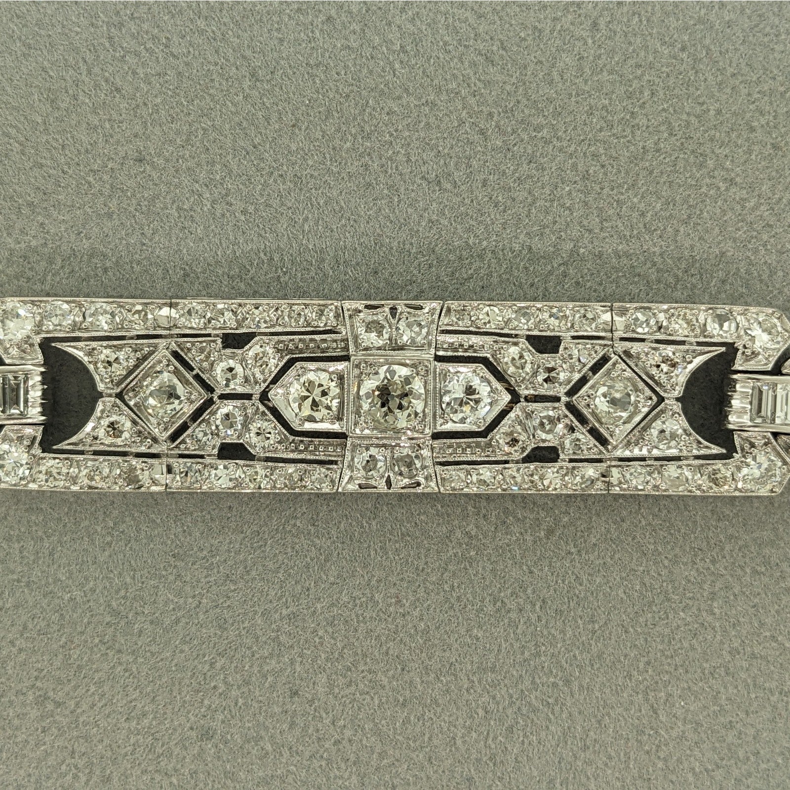 Art Deco Euro cut Diamond Bracelet .50 inch wide in Plat/14k chain