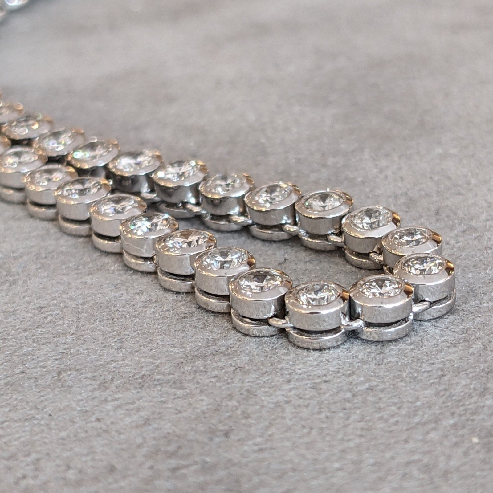 10.00 cttw Bezel-Set Natural Diamond Tennis Necklace in Platinum 16 in