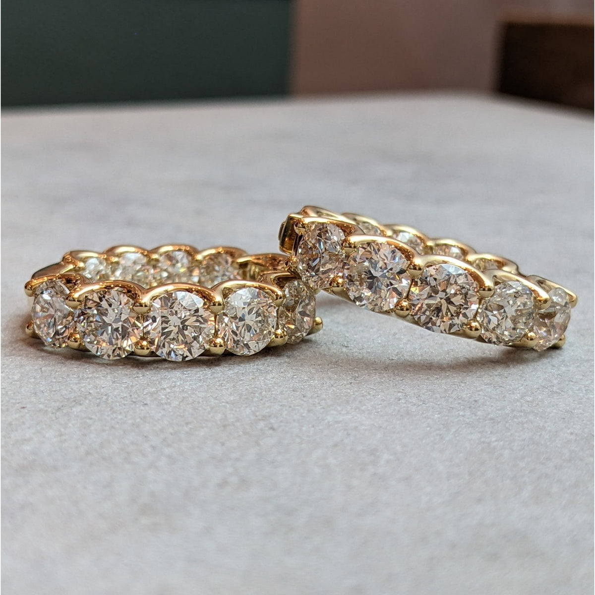 Large Round Natural Diamond Hoop Earrings 13.42 ctw in 18k Yellow Gold
