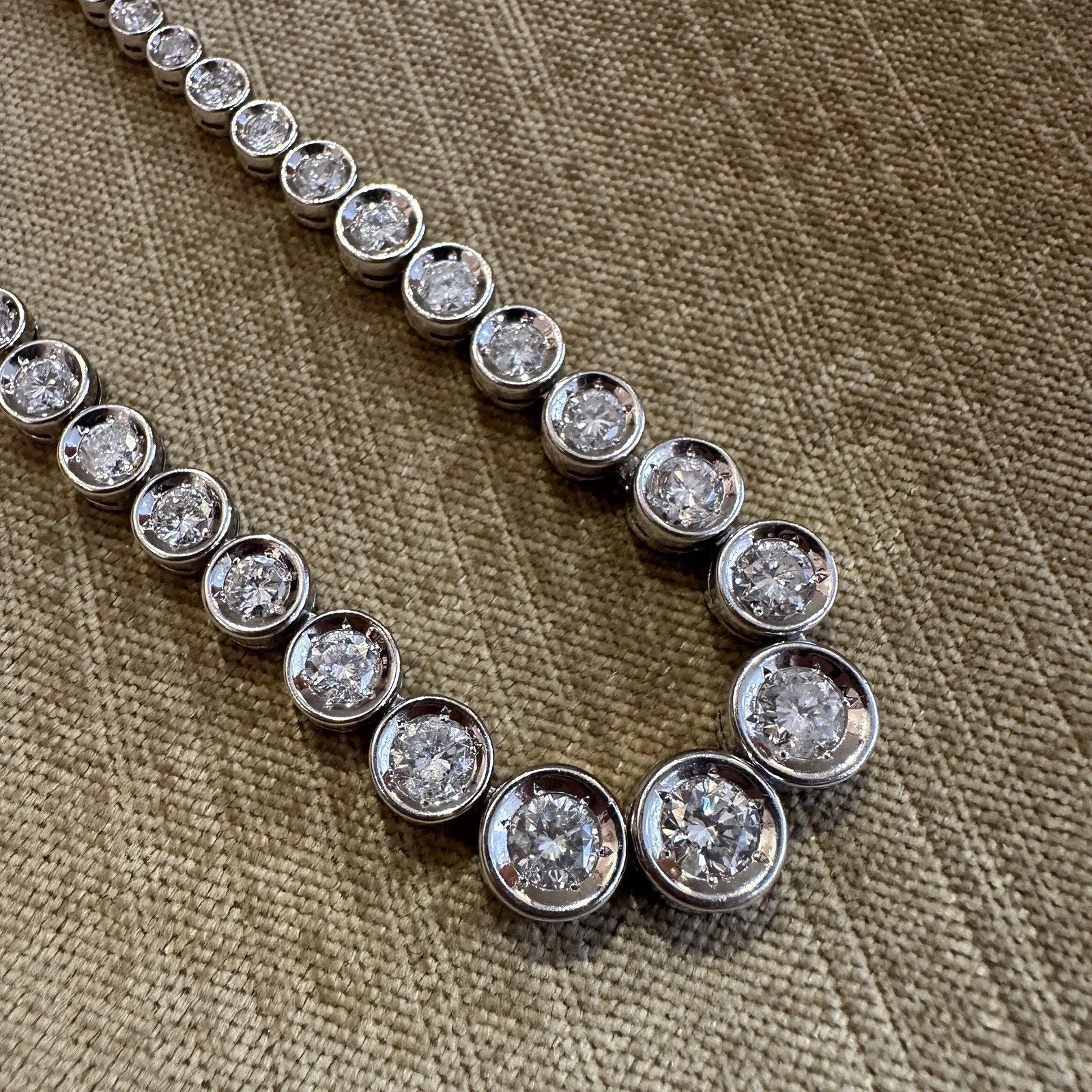 10.00 carats Bezel Set Diamond Tennis Necklace in Platinum 15 5/8"