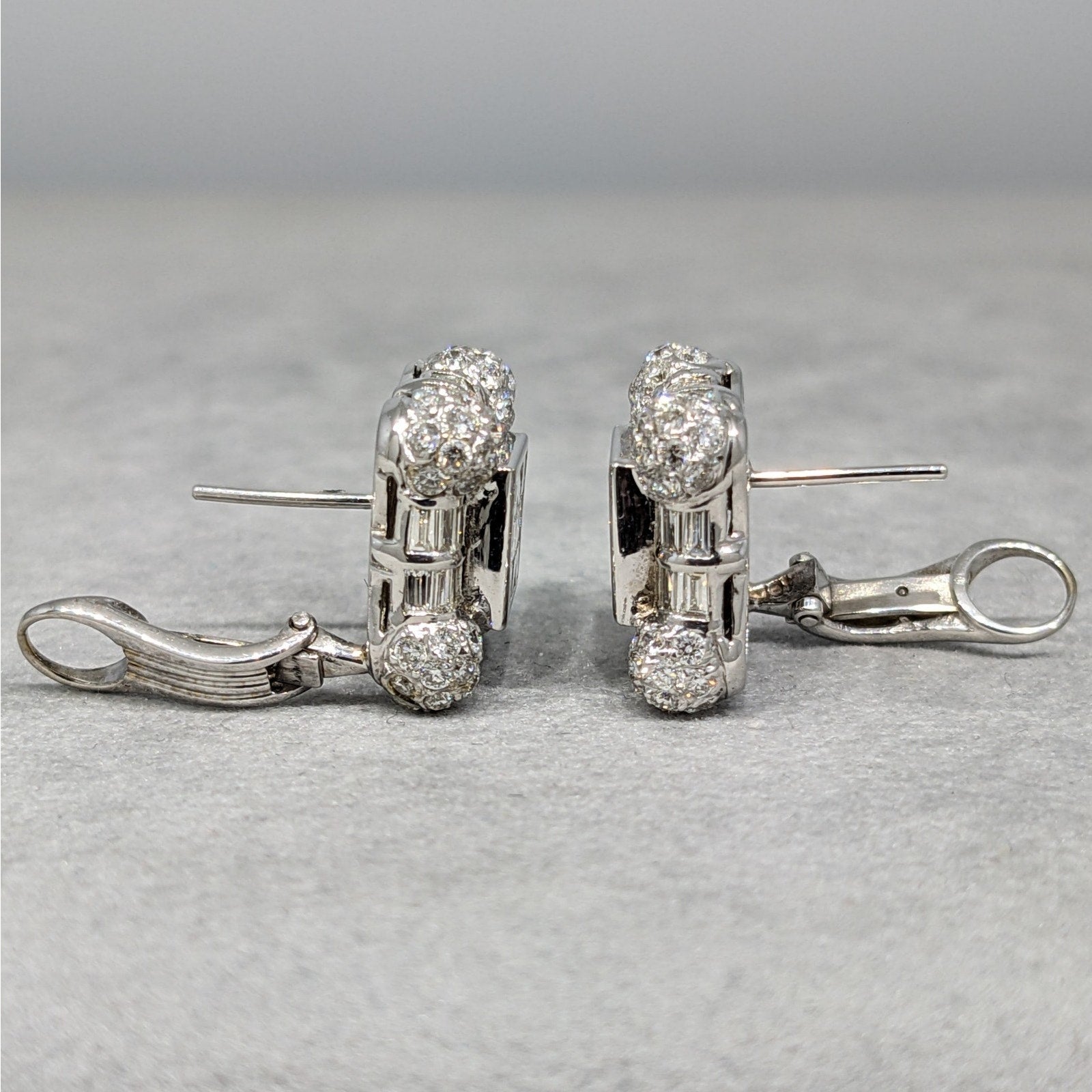 Natural Diamond Square Button Earrings in 18k White Gold