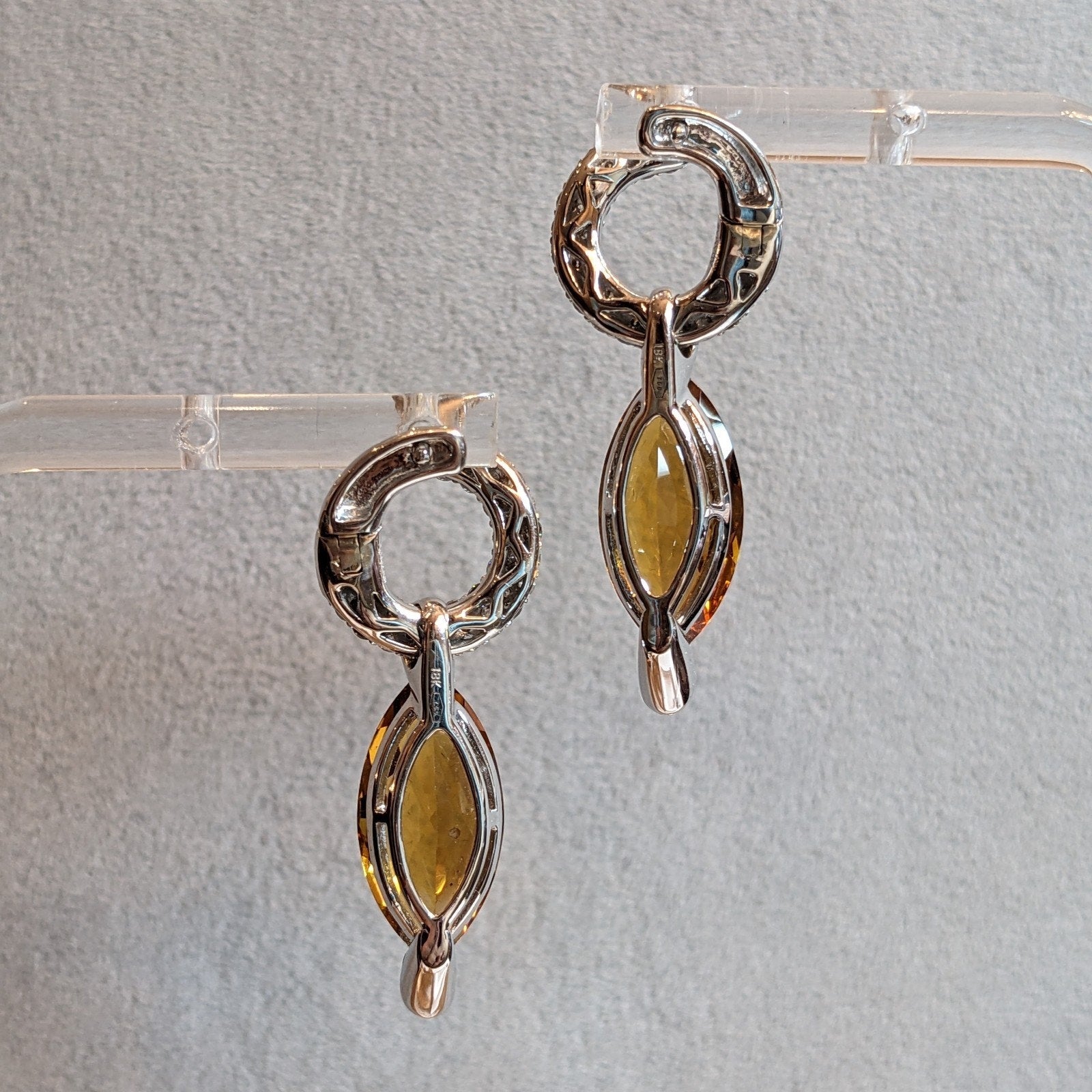 Adamas Citrine and Diamond Drop Earrings in 18k White Gold