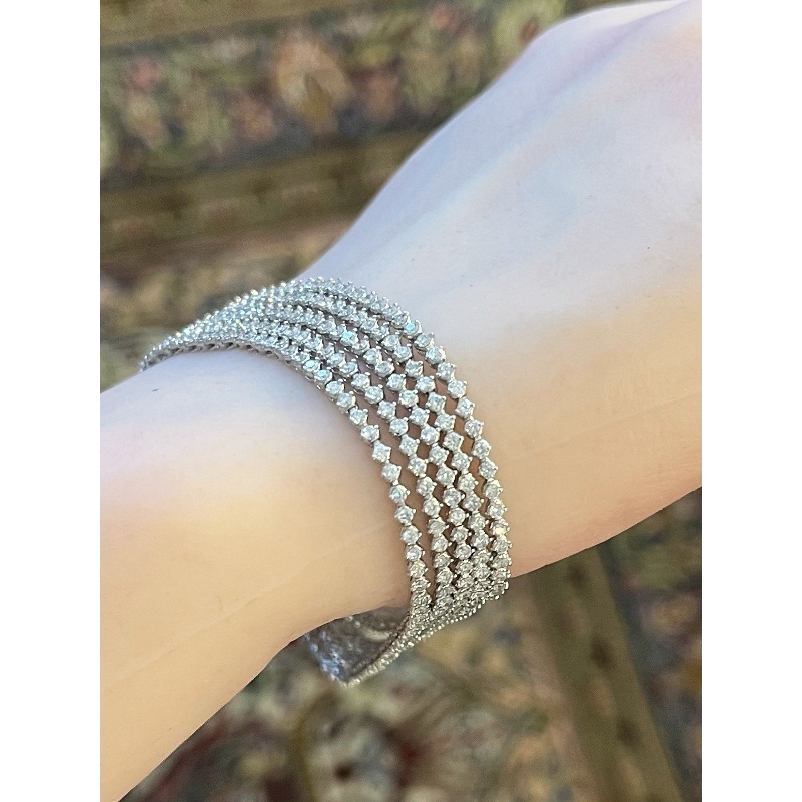 Five Strand Round Diamond Tennis Bracelet 5.00 cttw in Platinum