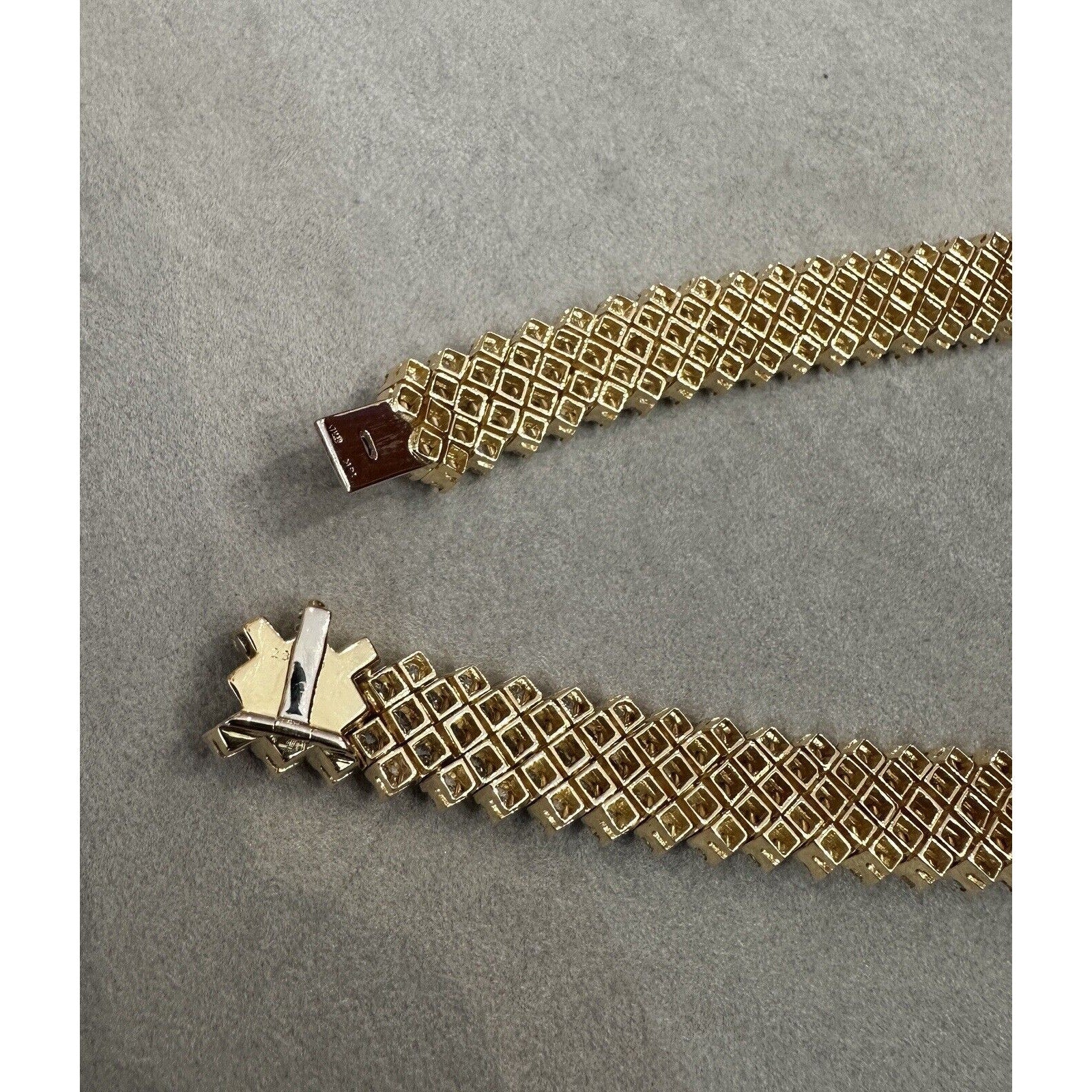 5 Row Round Diamond Choker Necklace 28.17 cttw in 18k Yellow Gold - HM2572GA