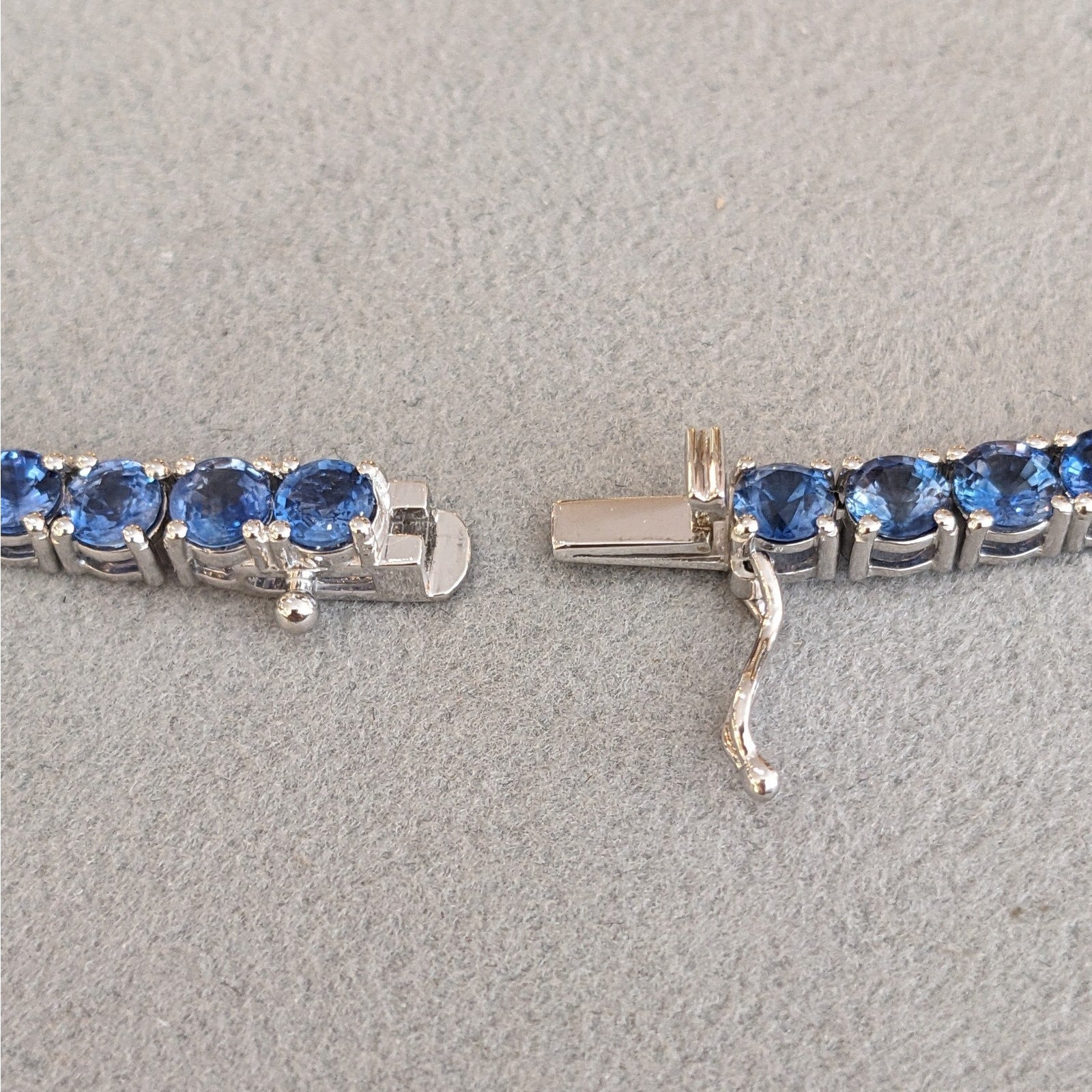 Natural Sapphire Tennis Necklace in 14k White Gold 17"