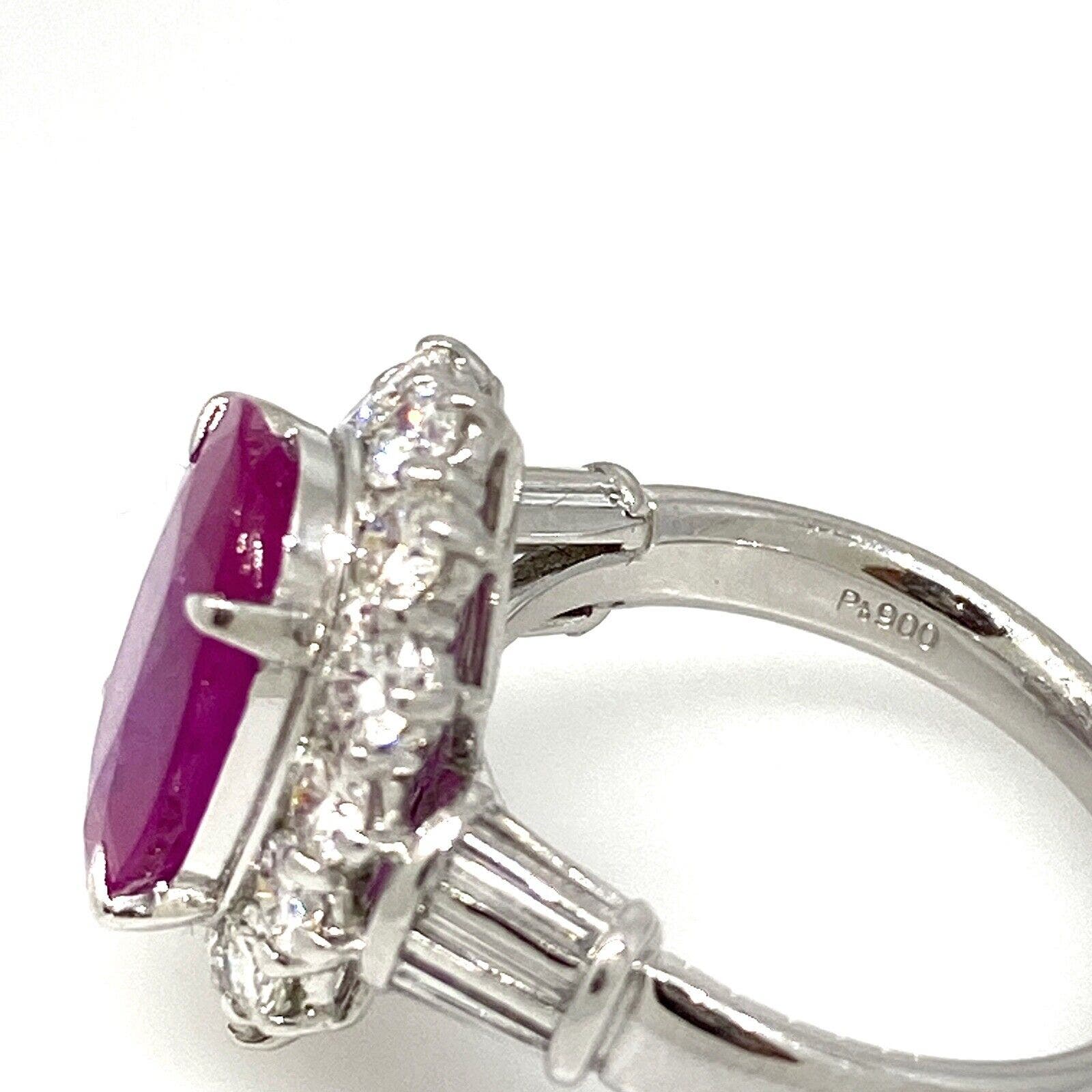 GIA Burma Heated Ruby 4.74 ct Oval in Diamond Platinum Ring - HM2284ZE