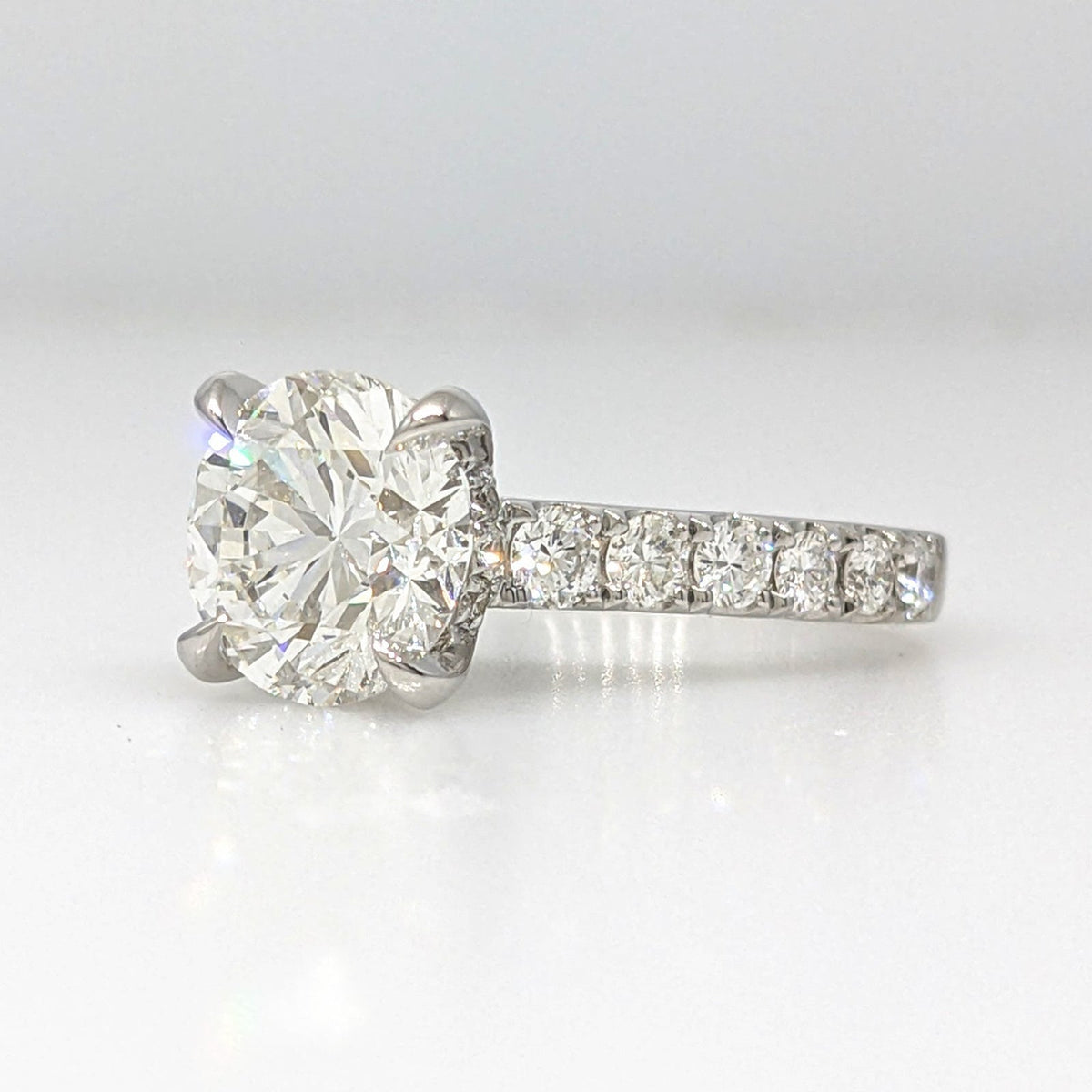 GIA Natural 3.01 ct Round Brilliant Diamond Ring in 18k White Gold