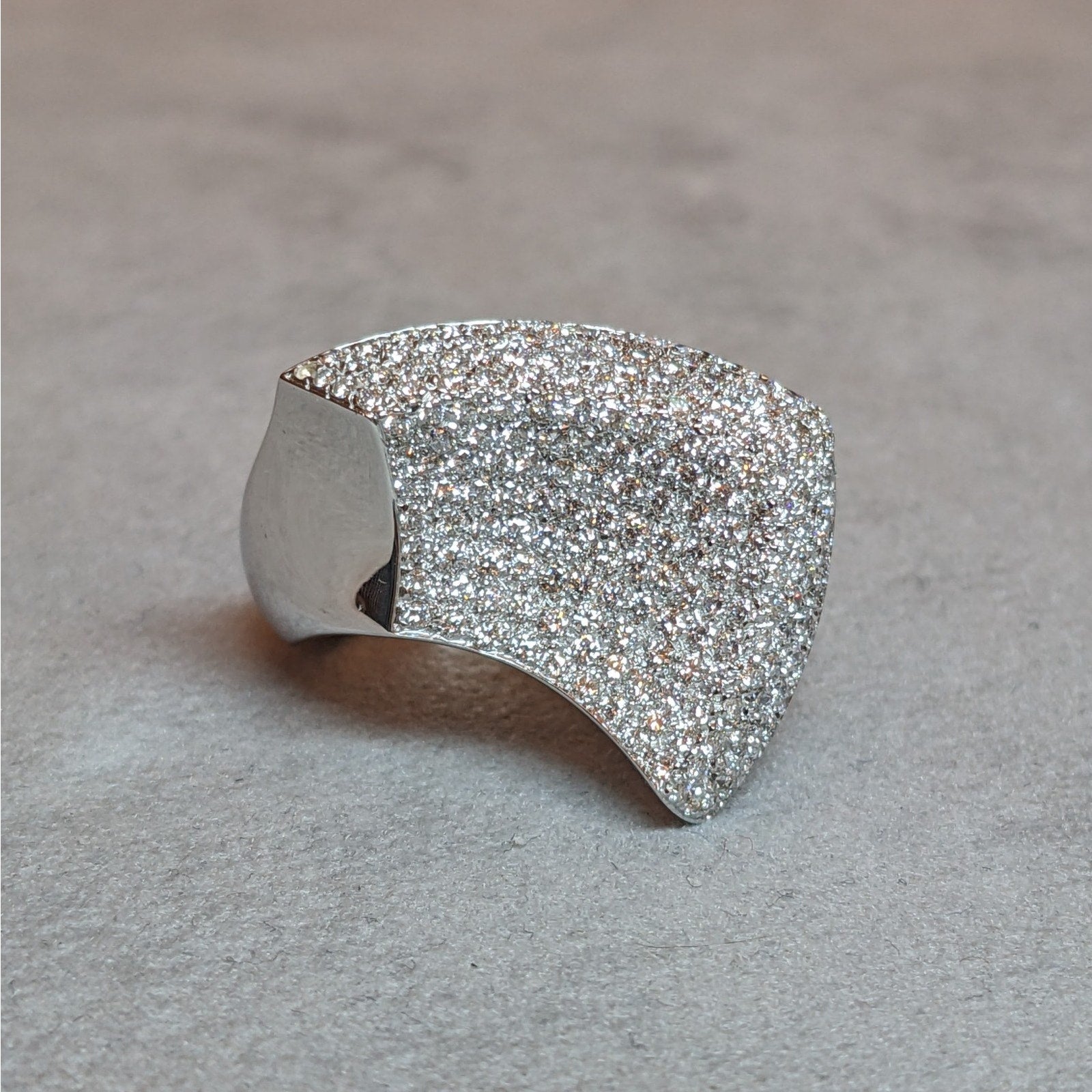 Pave Diamond Cocktail Ring in 18k White Gold