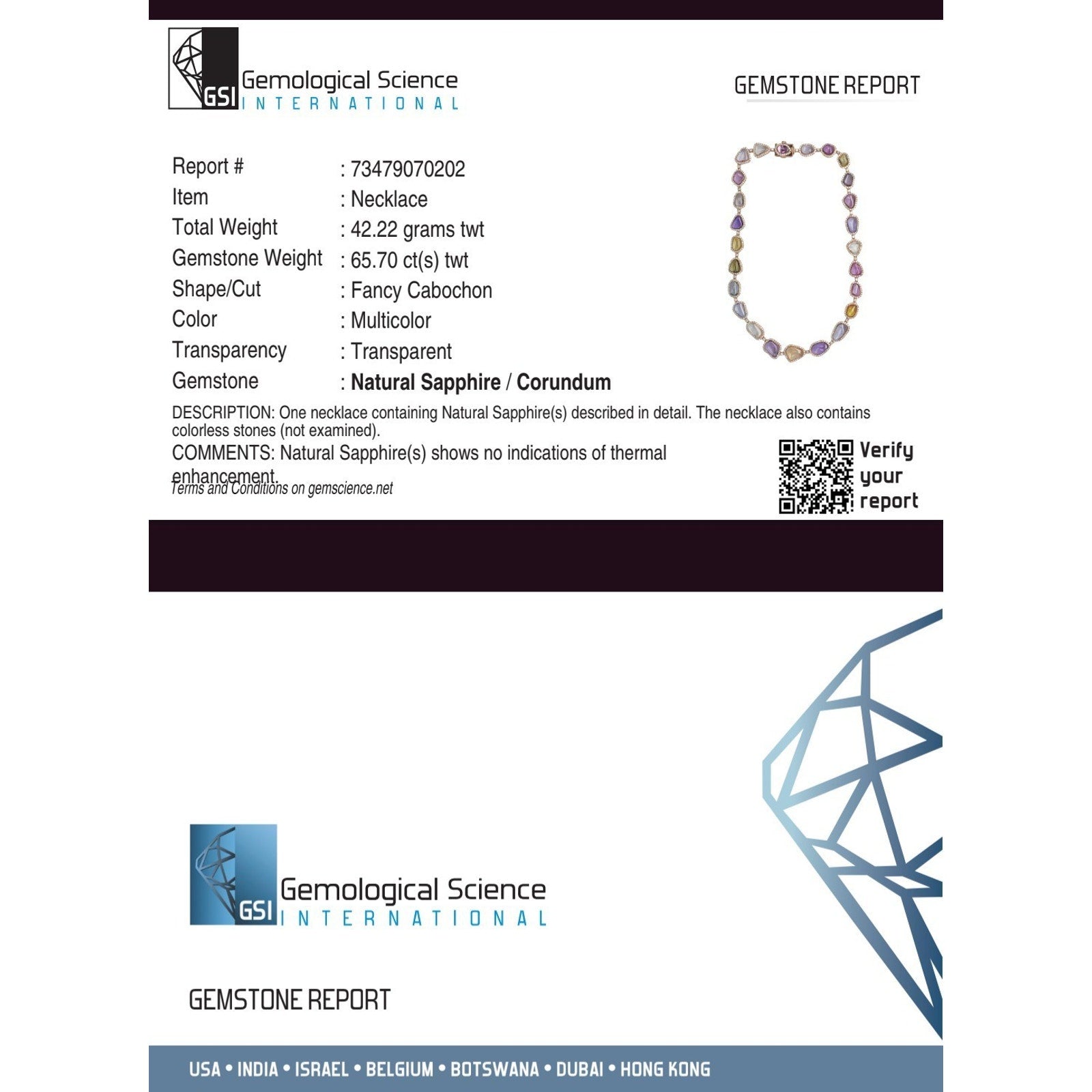 Certified Unheated Sapphire and Diamond Necklace in 18k Rose Gold