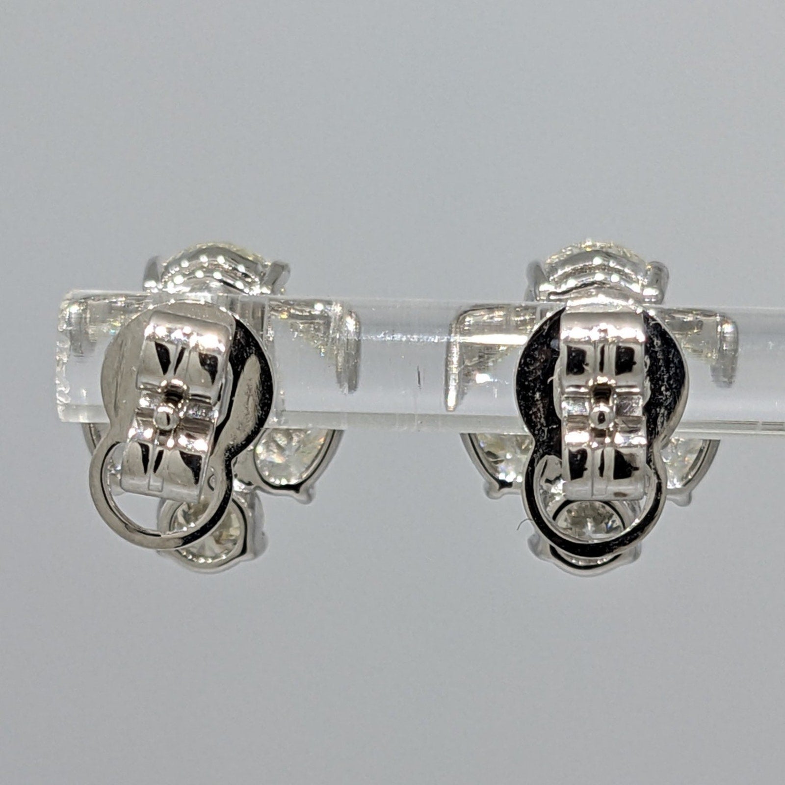 GIA Round & Pear Diamond Cluster Earrings 3.83 ctw in 18k White Gold