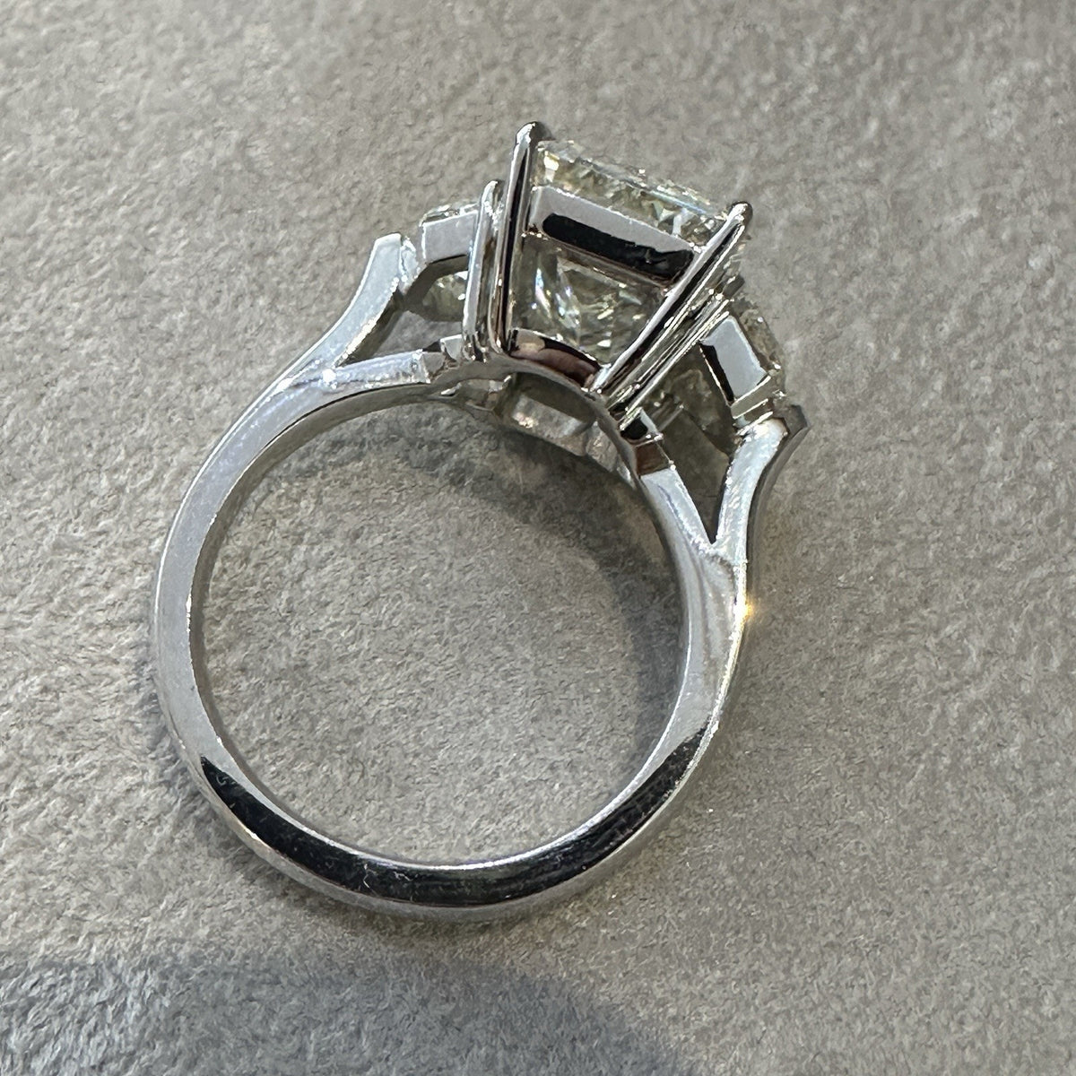 GIA 5.07 ct J-VVS2 Emerald Cut Diamond 3-Stone Ring in Platinum
