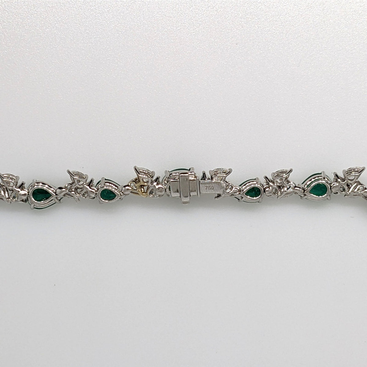 AGL Pear Emerald & Diamond Necklace Earrings Set in 18k White Gold