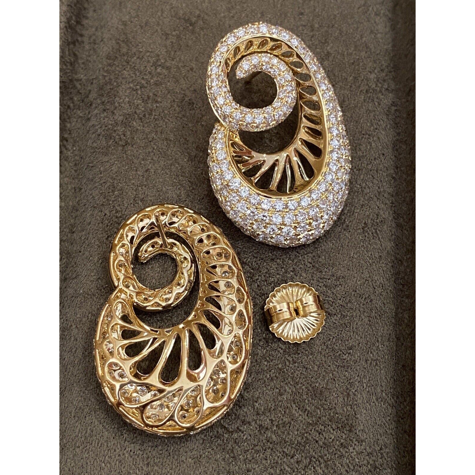 Diamond Pave Earrings Paisley Design 6.22 cttw in 18k Yellow Gold--HM2222BA