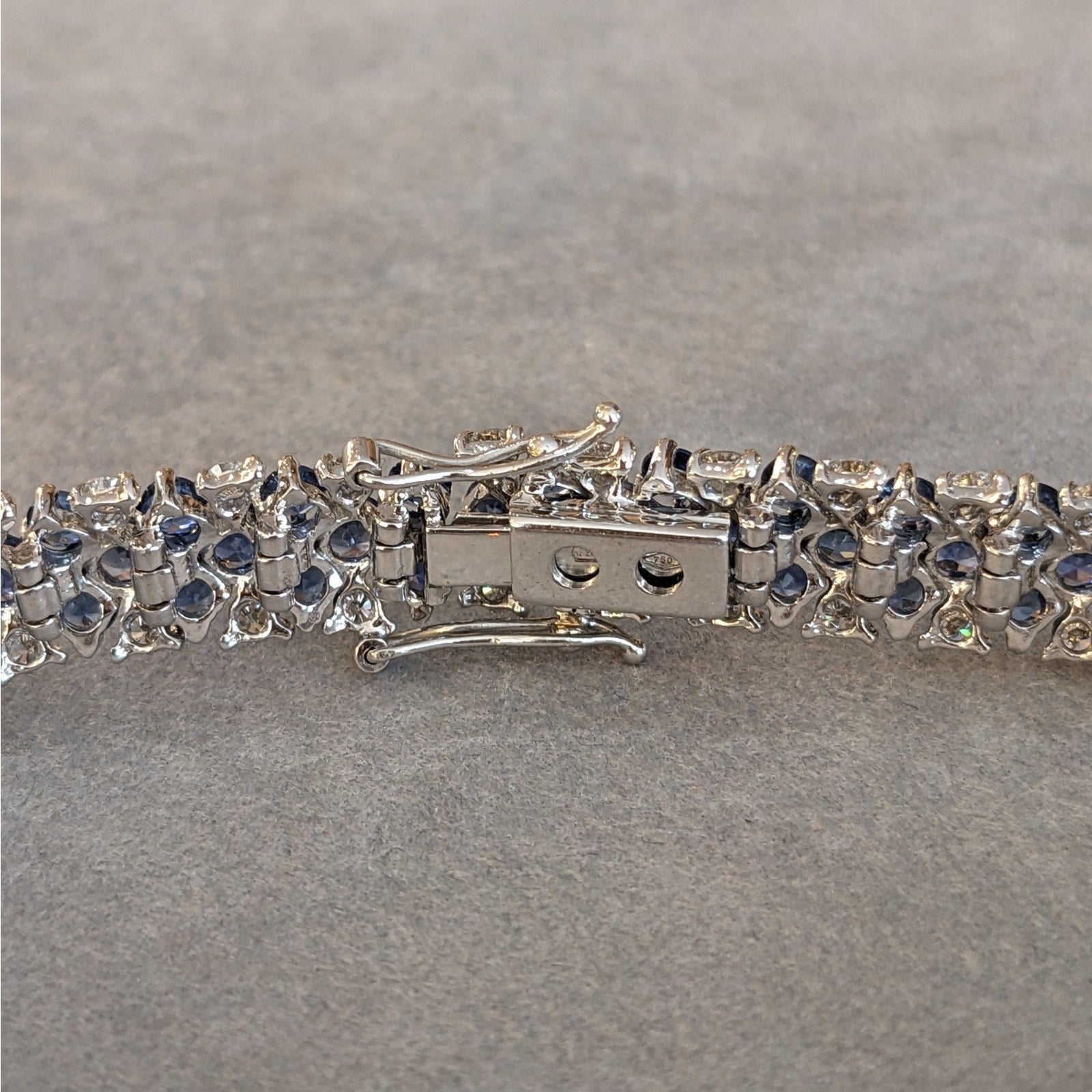 Italian Sapphire & Diamond Wide Bracelet in 18k White Gold