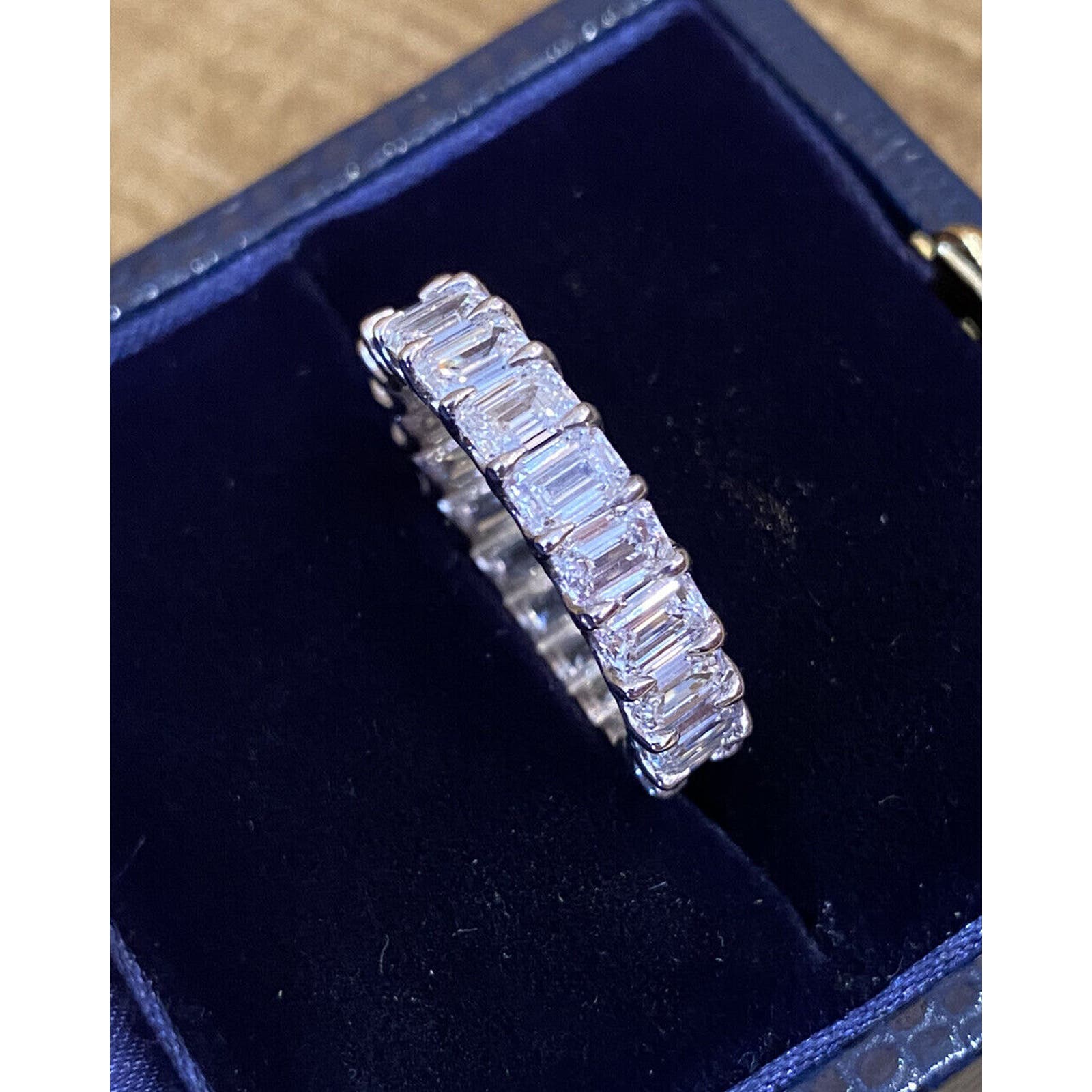 5.12 ctw Emerald Cut Diamond Eternity Band Ring in Platinum 5mm 6.25- HM2347E