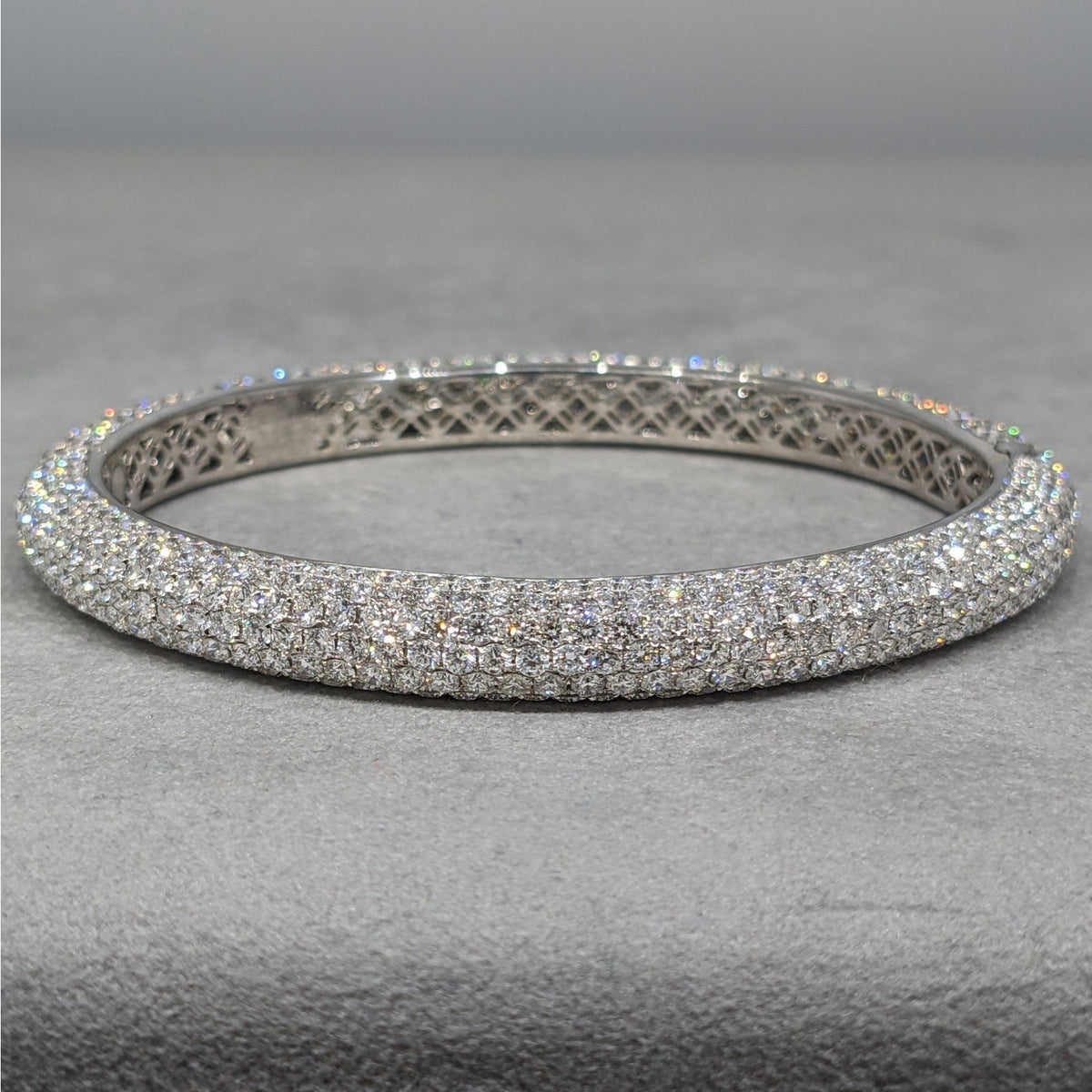 Natural Diamond Pave Bangle Bracelet 16.23 cttw in 18k White Gold