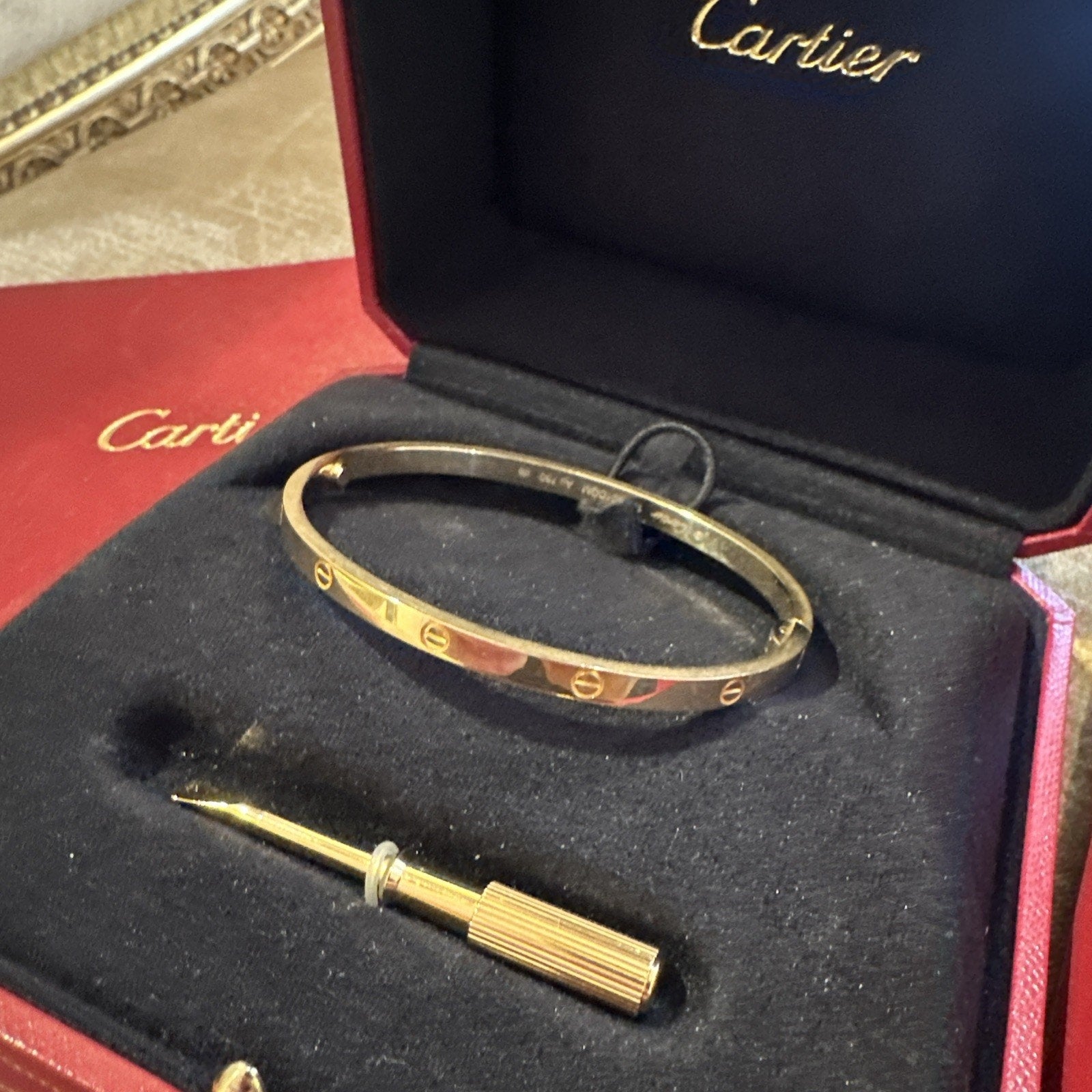 Cartier 18k Yellow Gold Small Model Love Bracelet Size 17