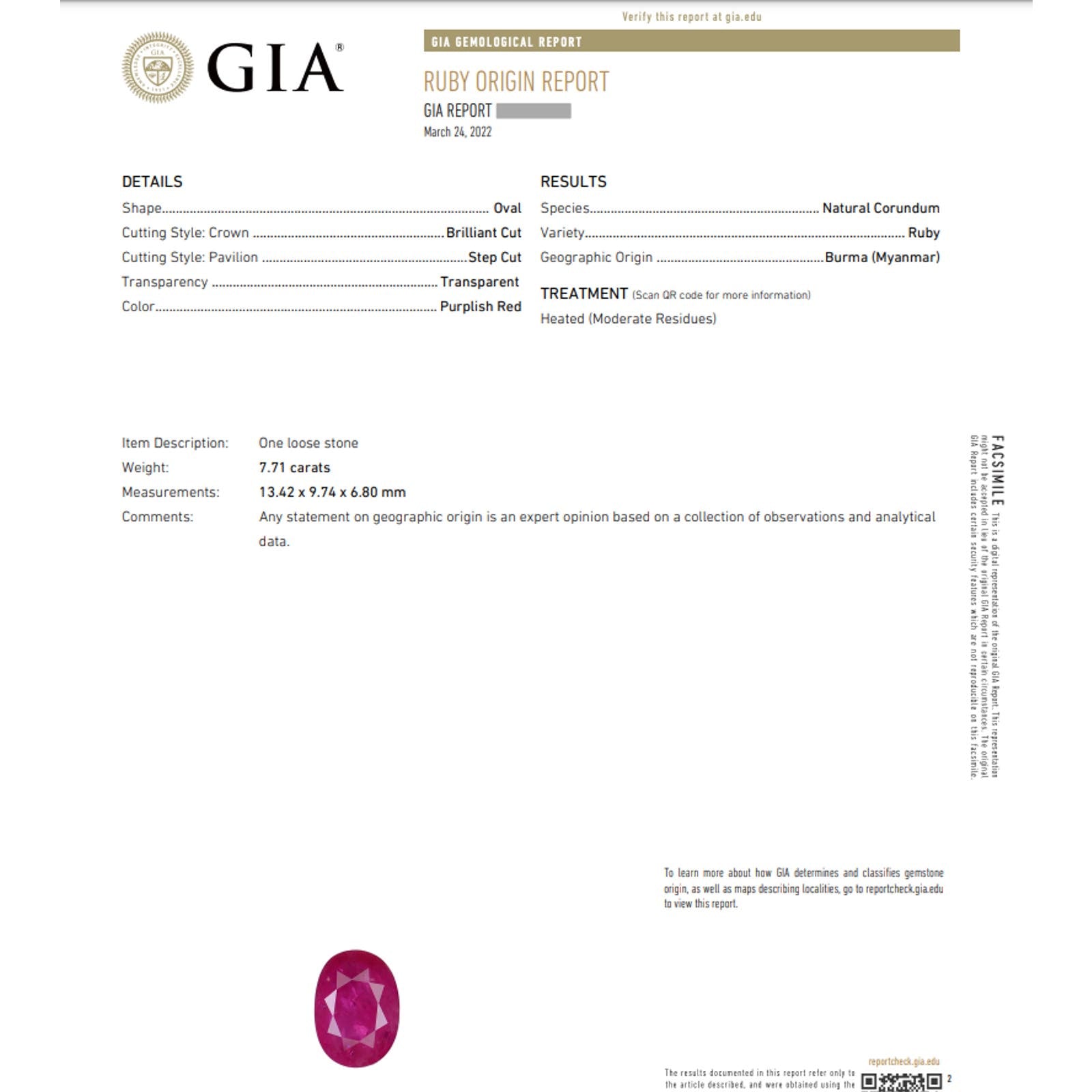 GIA Burma Heated Ruby 7.71 ct Oval in Diamond Platinum Ring - HM2421VN
